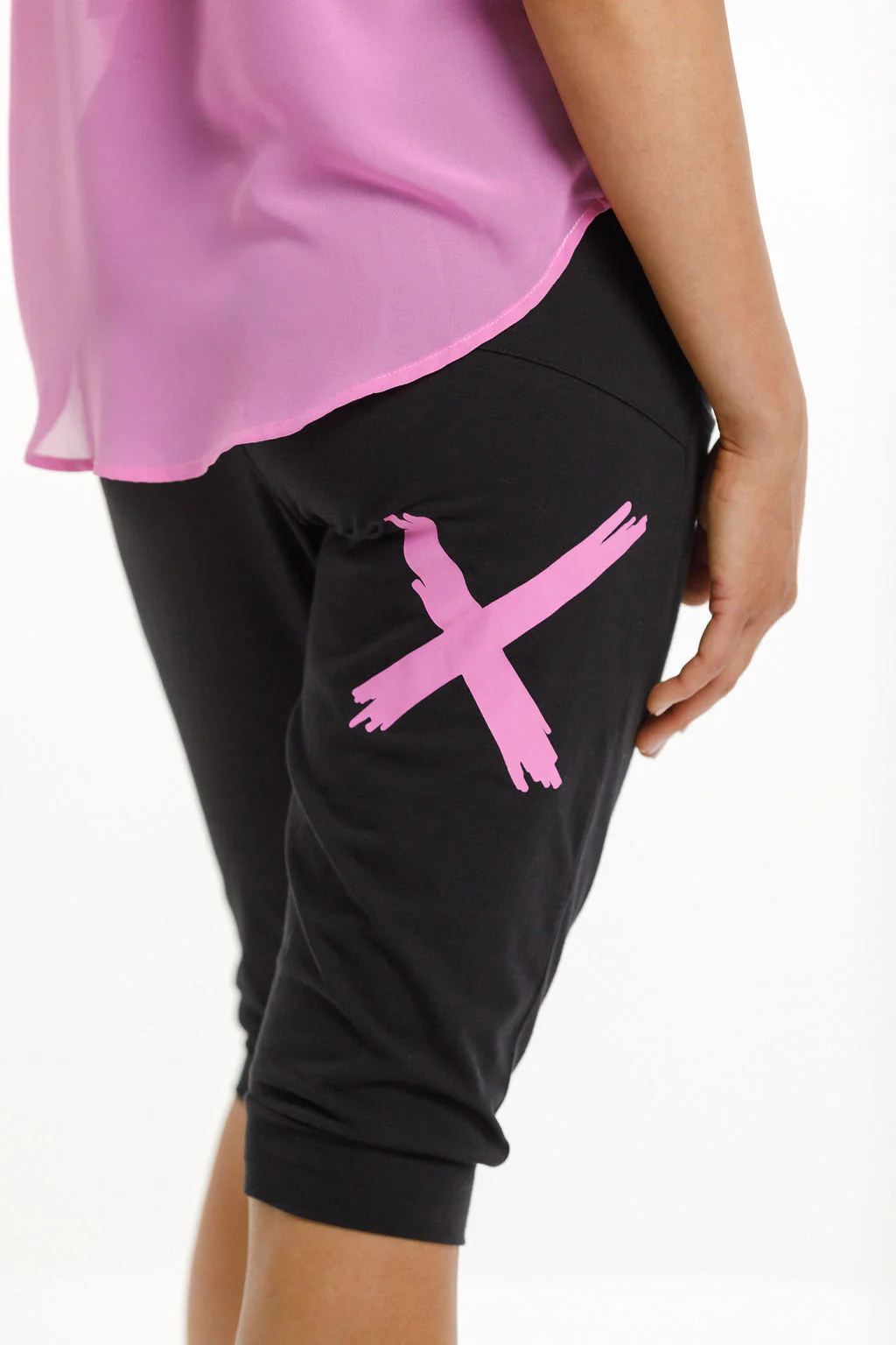 3/4 Apartment Pants Black / Lollipop Pink X