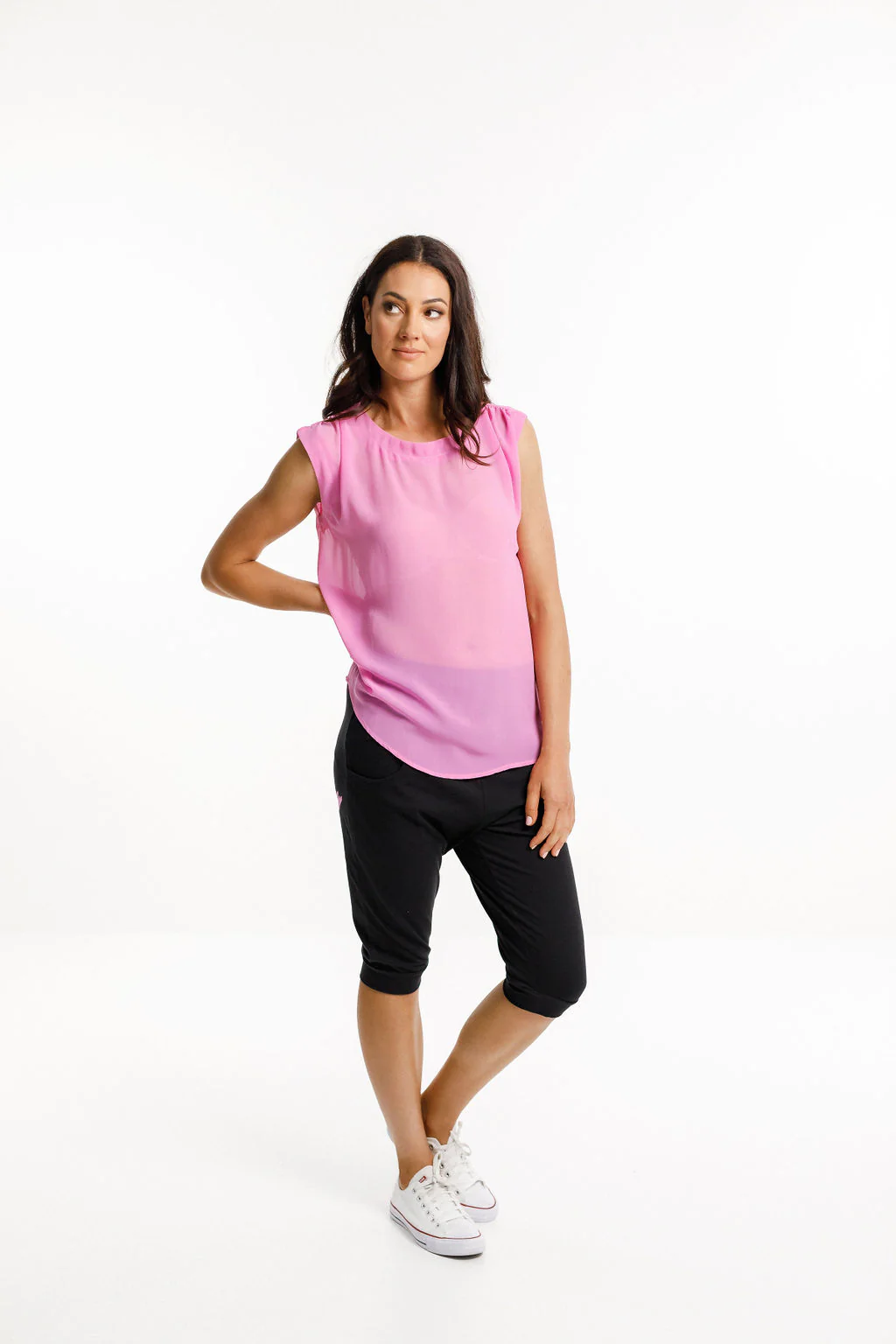 3/4 Apartment Pants Black / Lollipop Pink X - Image 6