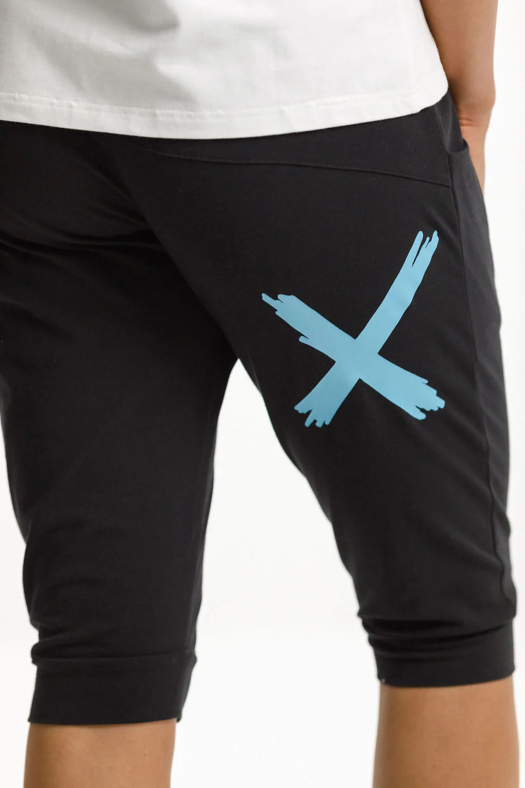 3/4 Apartment Pants Black / Sky Blue X