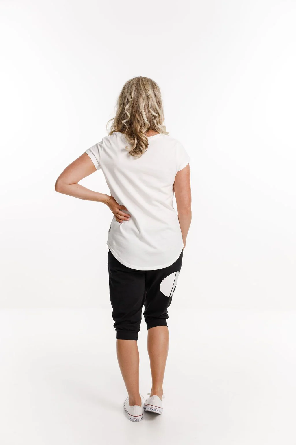 3/4 Apartment Pants - Black With White/Grey Circle Dot - Image 4