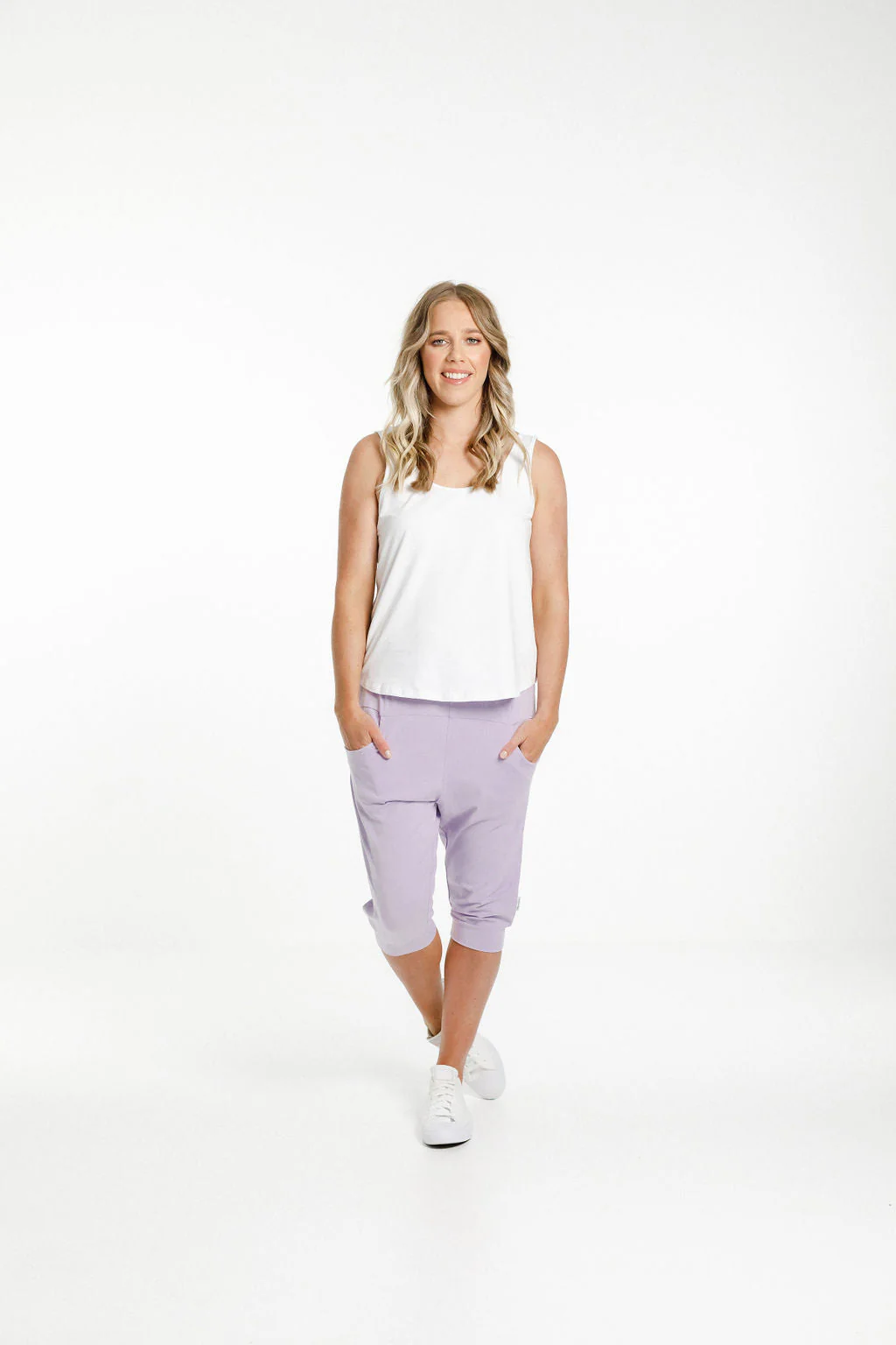 3/4 Apartment Pants - Periwinkle with Stripe - Image 2