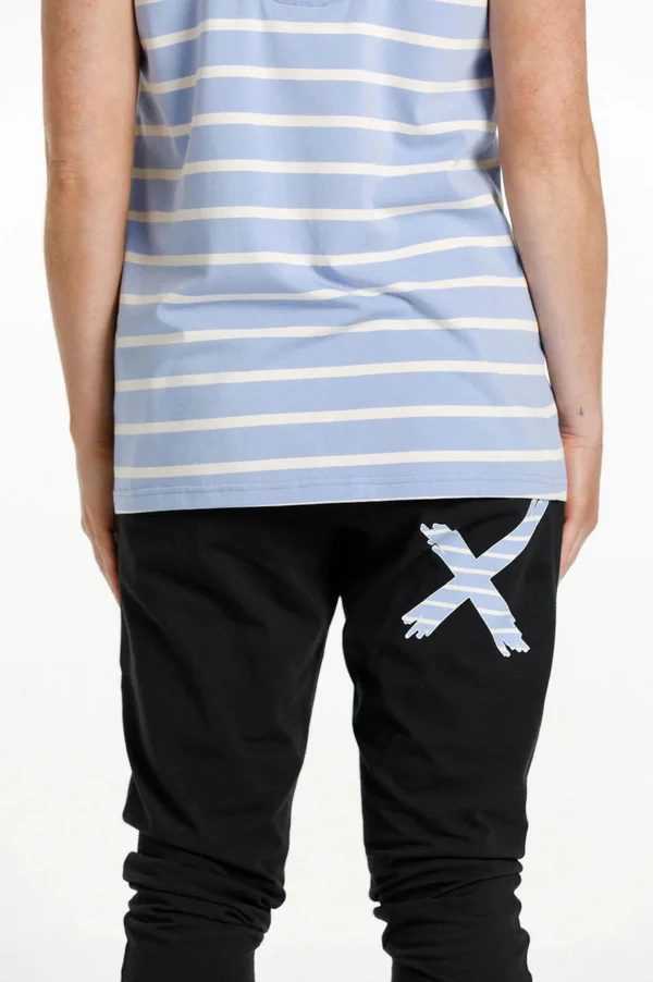 Apartment Pants - Black with Cerulean Stripe X - Image 2