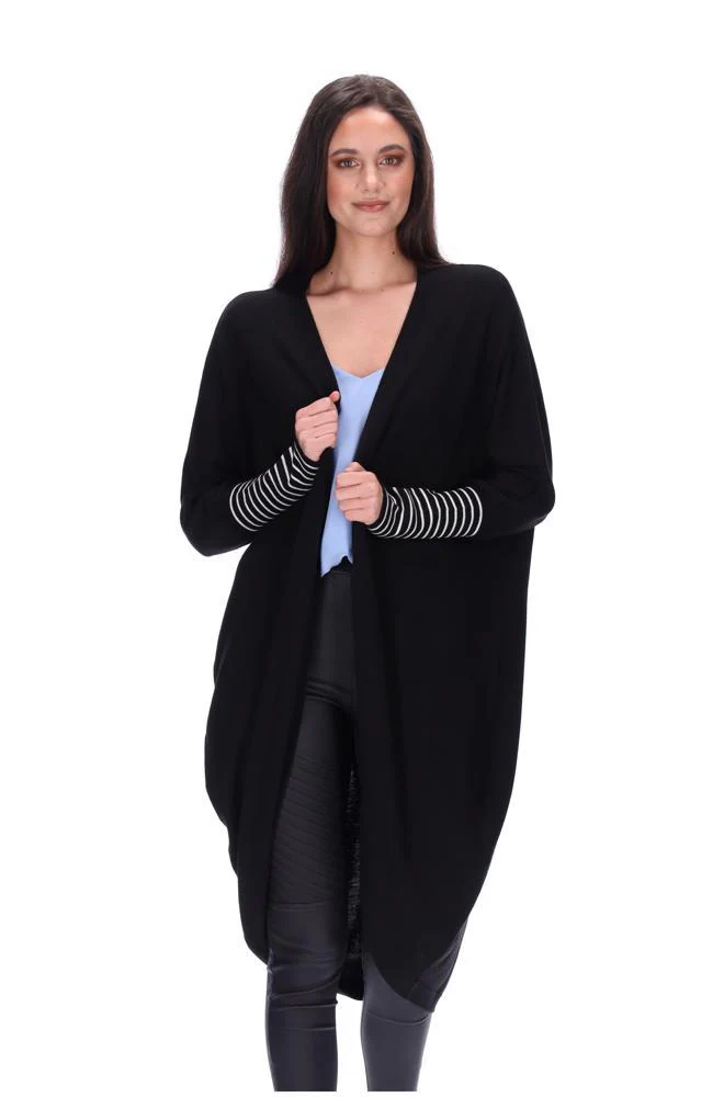 Augustine Black Merino Blend Kimono Cardi - Image 2