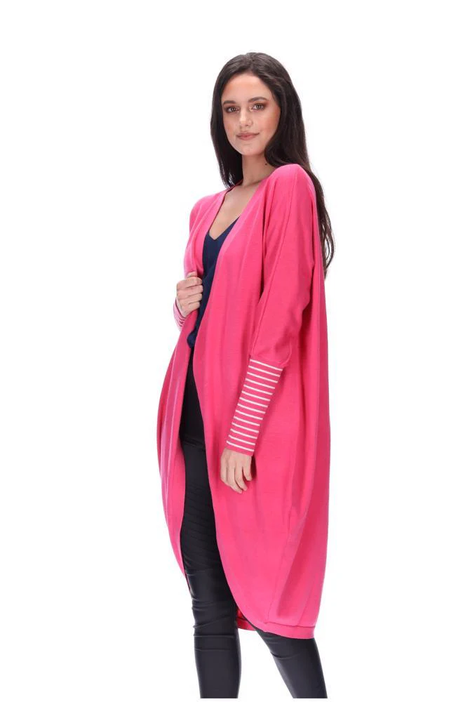 Augustine Dark Pink Merino Blend Kimono Cardi - Image 2