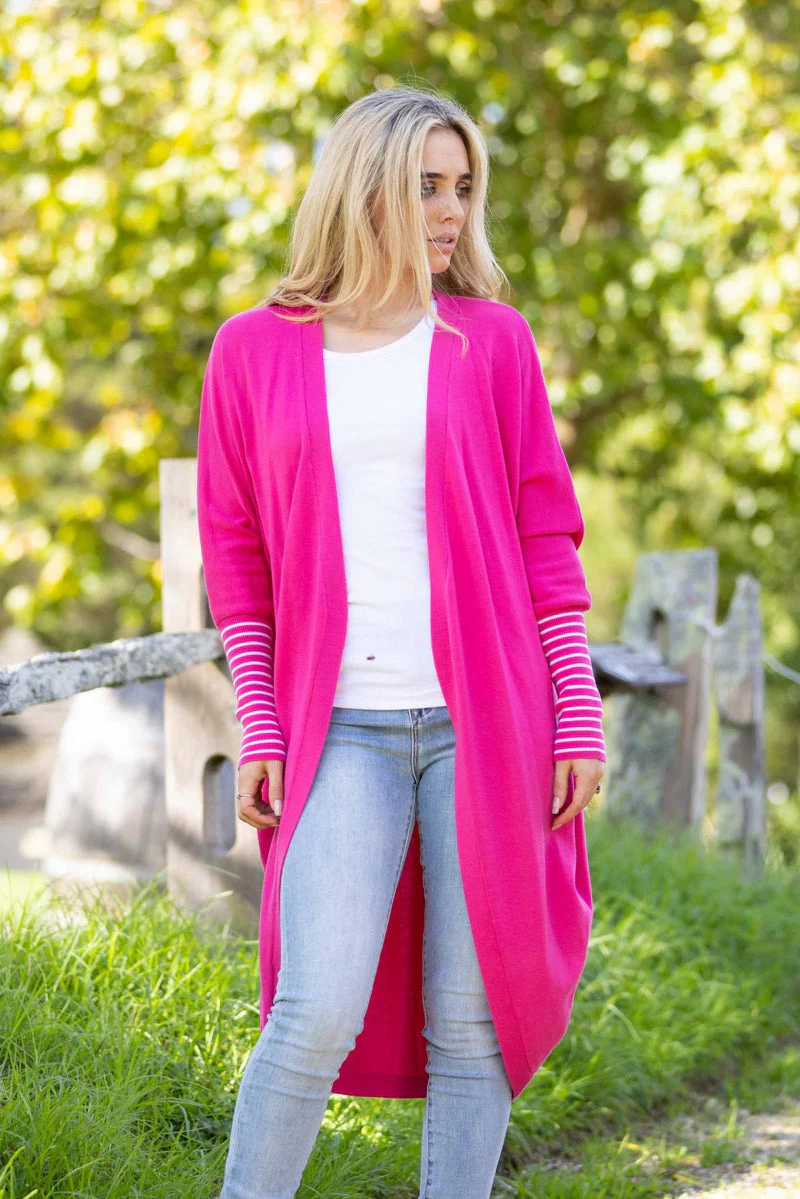 Augustine Dark Pink Merino Blend Kimono Cardi - Image 4