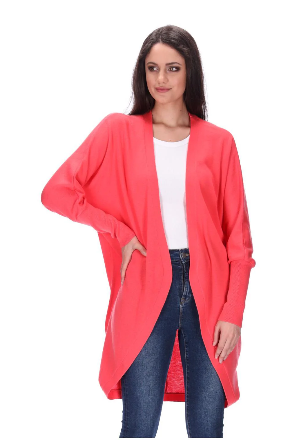 Augustine Merino Blend Cardi Kimono - Coral