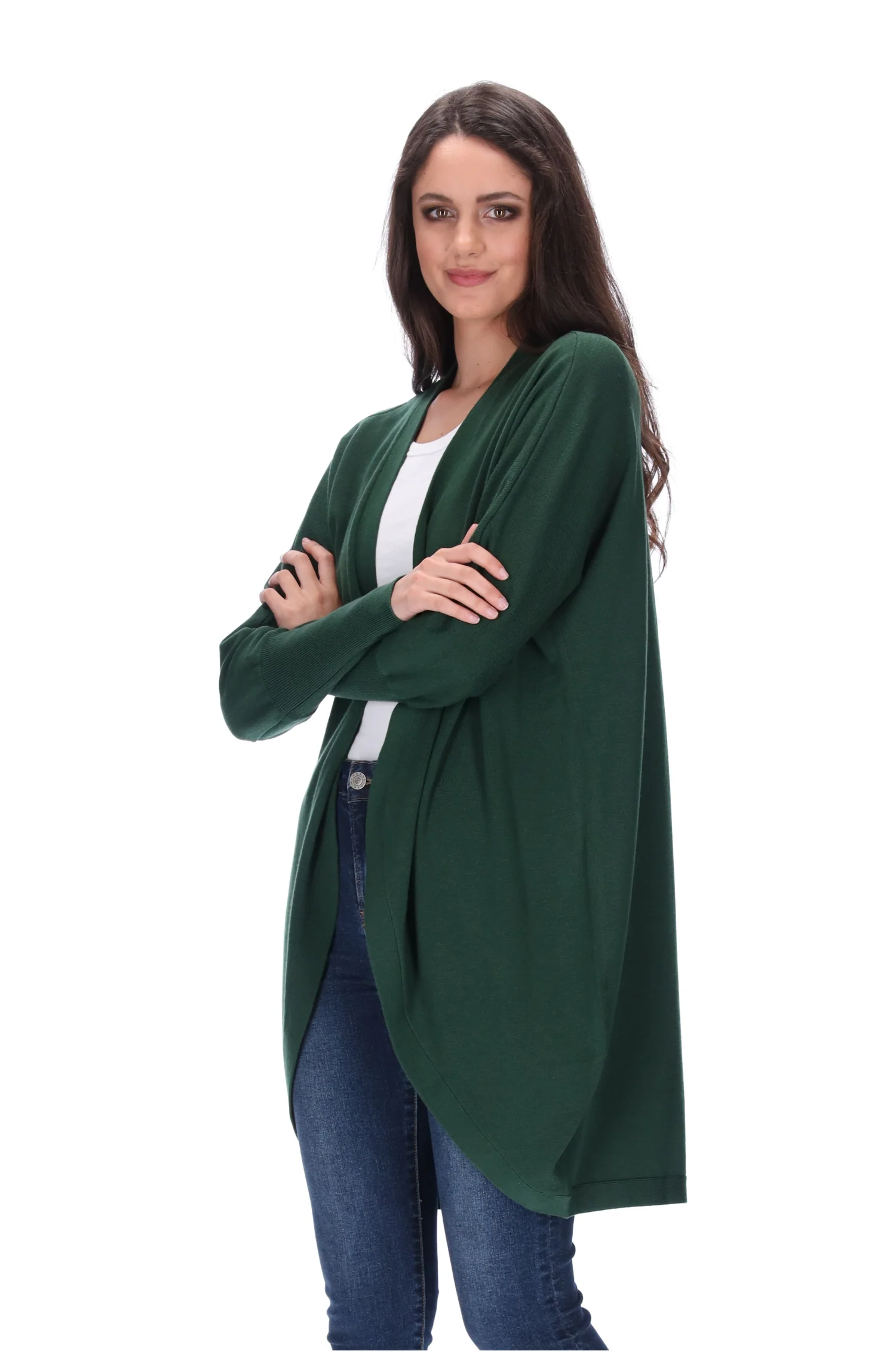 Augustine Merino Blend Cardi Kimono - Khaki - Image 4