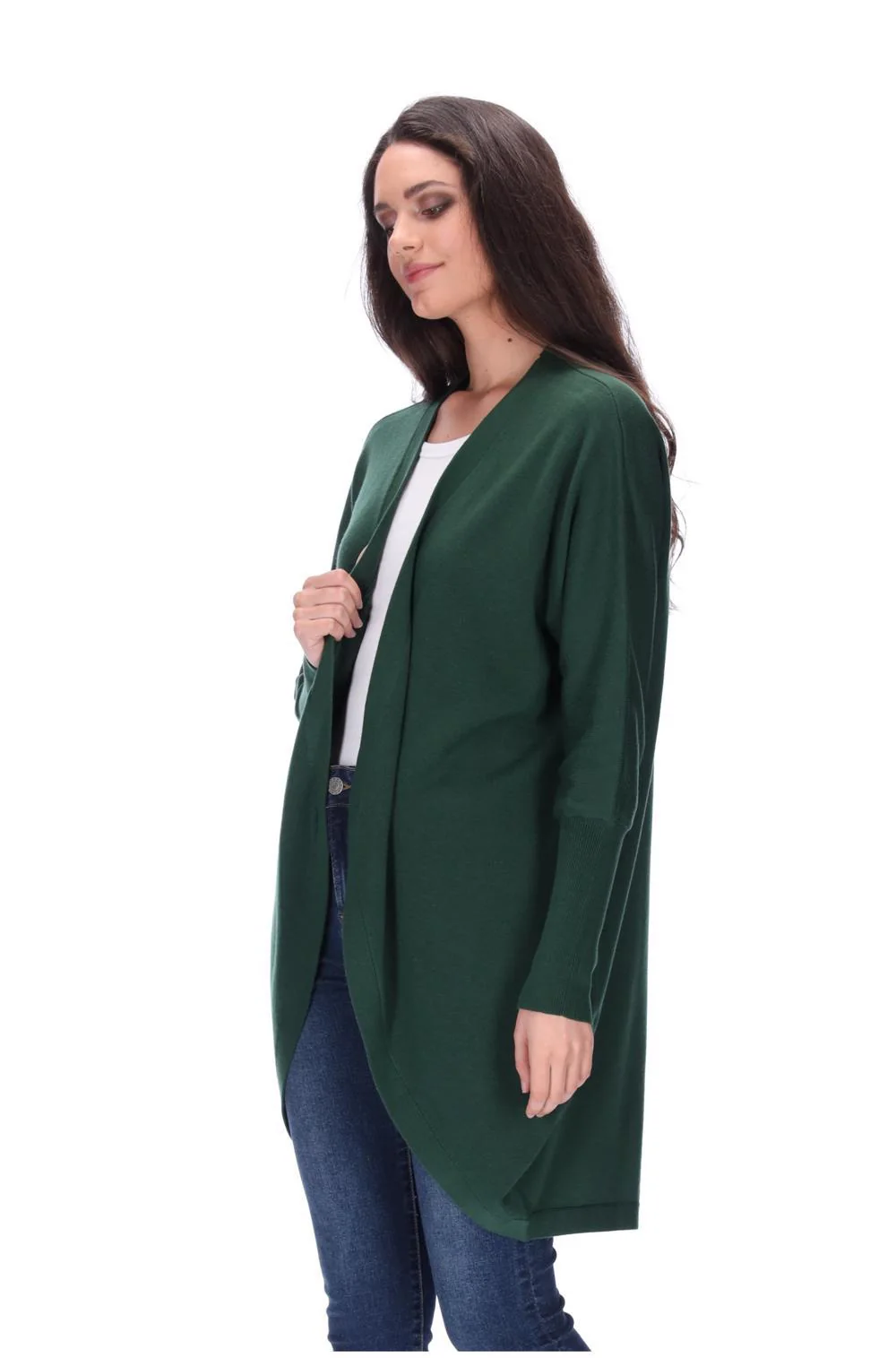 Augustine Merino Blend Cardi Kimono - Khaki - Image 5