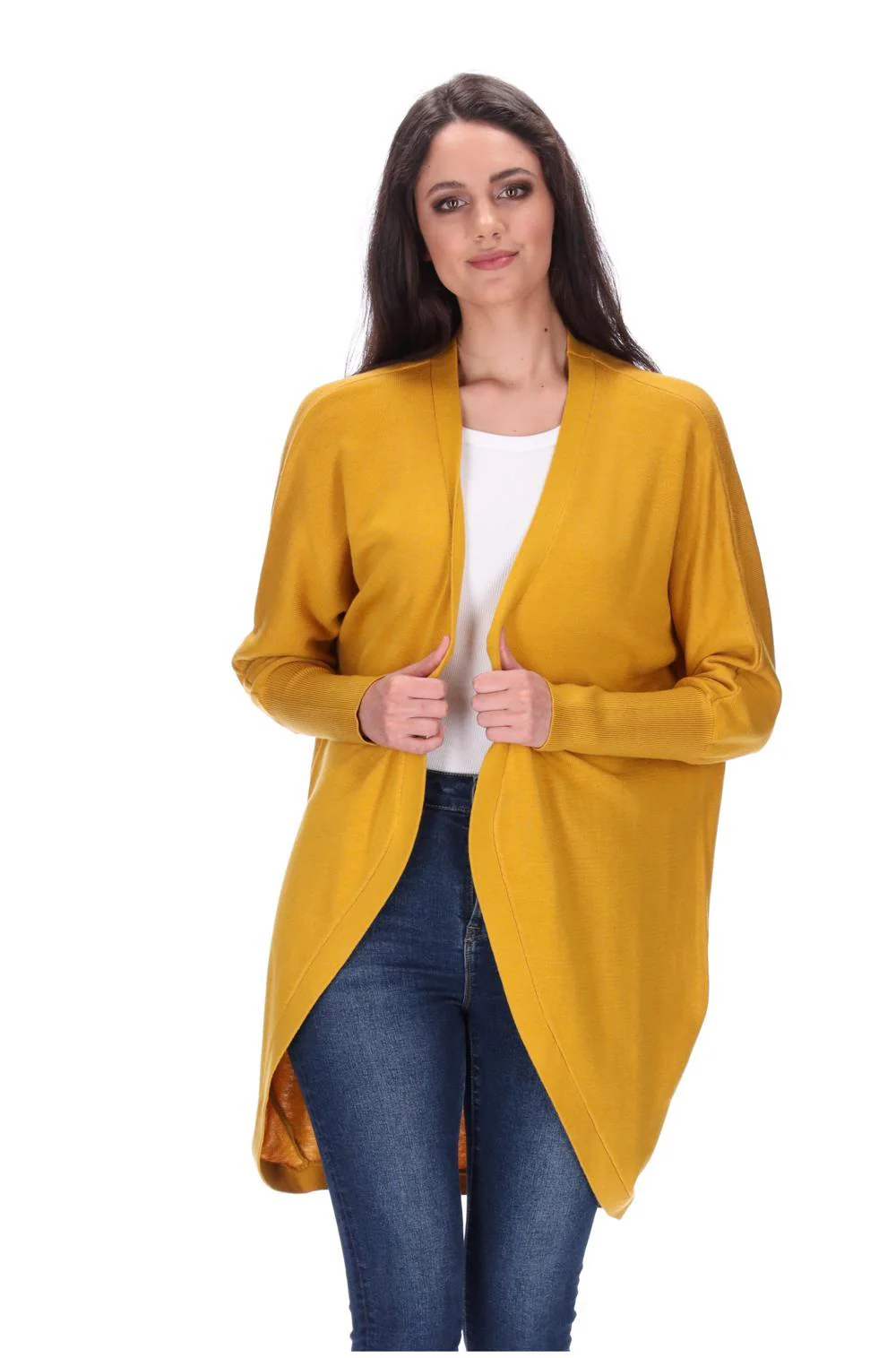 Augustine Merino Blend Cardi  Kimono- Mustard