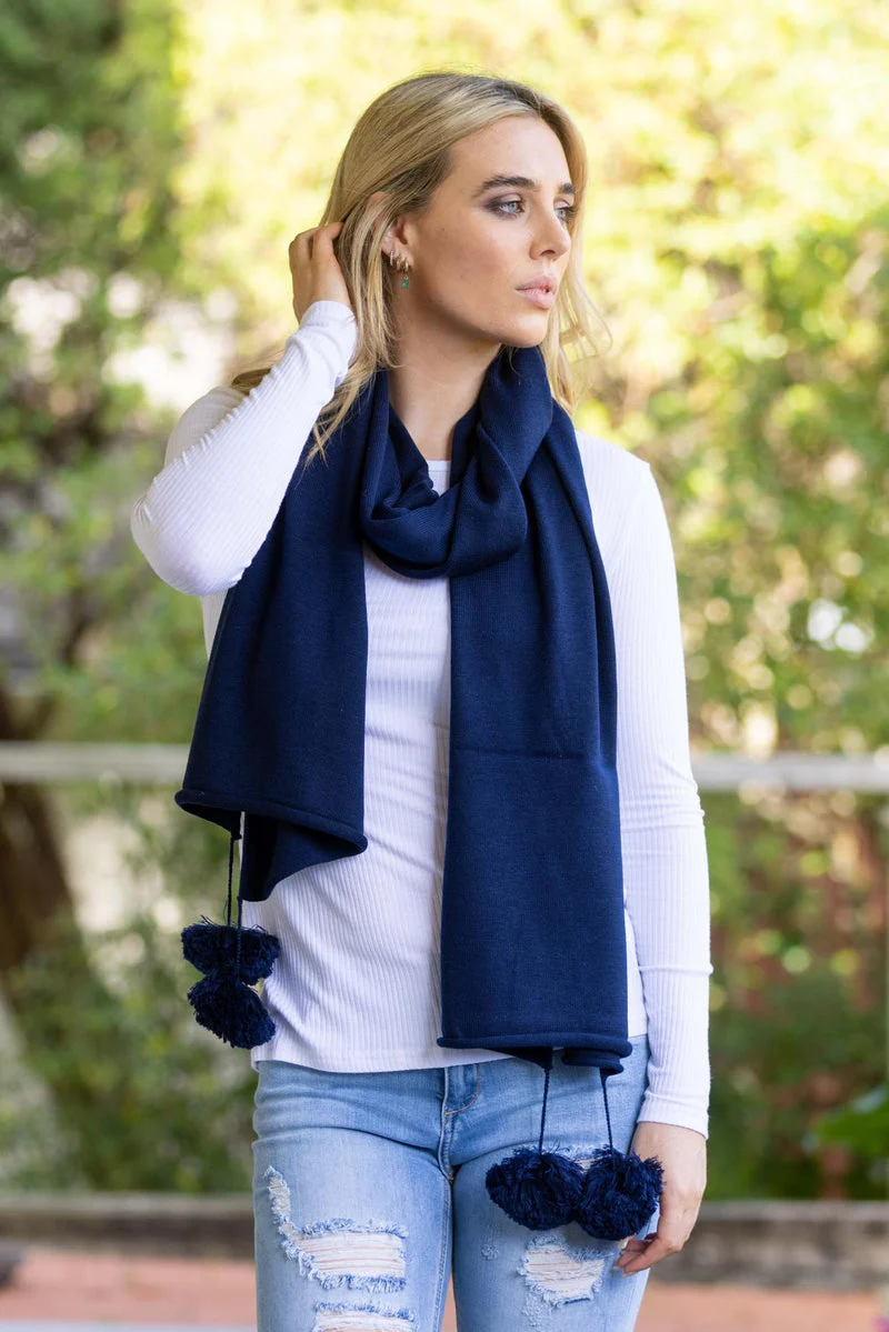 Augustine Pom Scarf - Navy