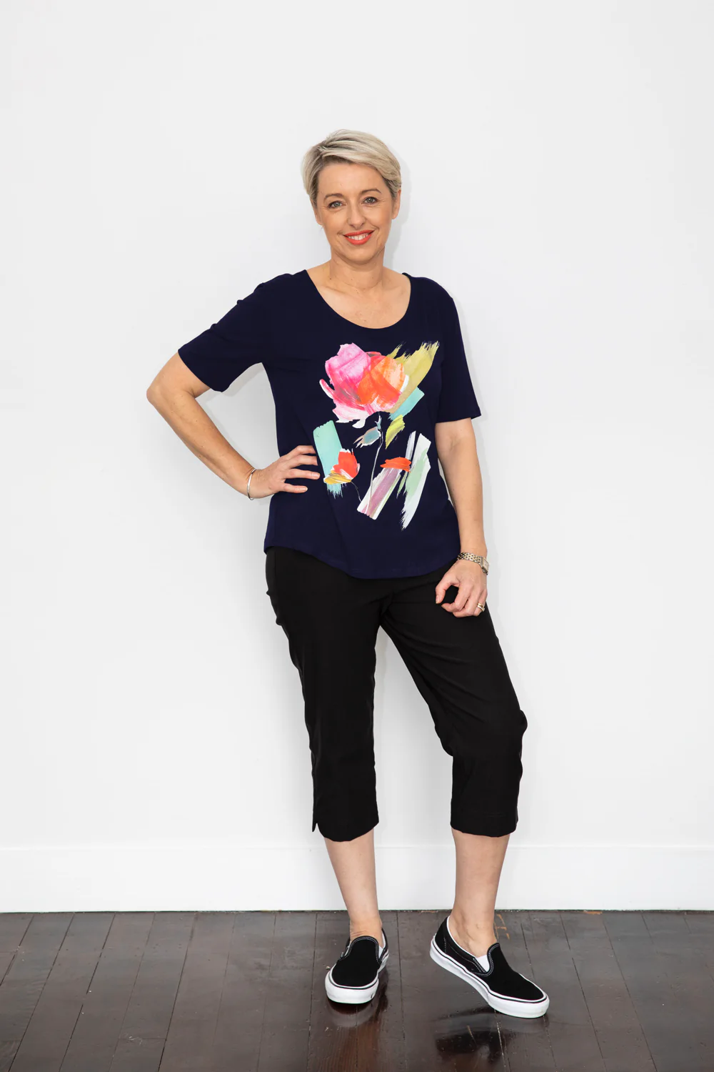 Bittermoon Brush Stroke Tee - Navy - Image 2