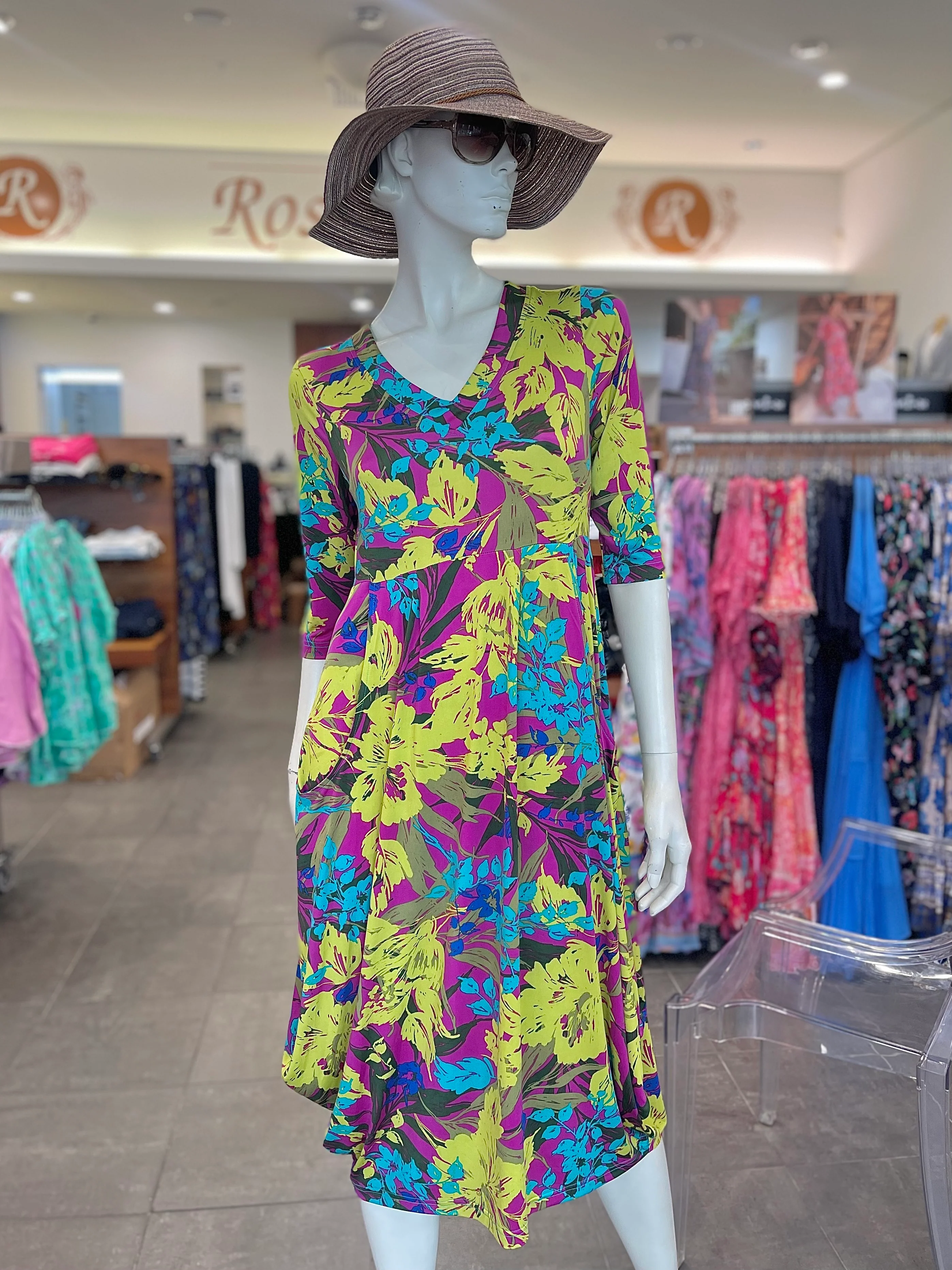 Bittermoon Carly Dress - Lime Floral Splash