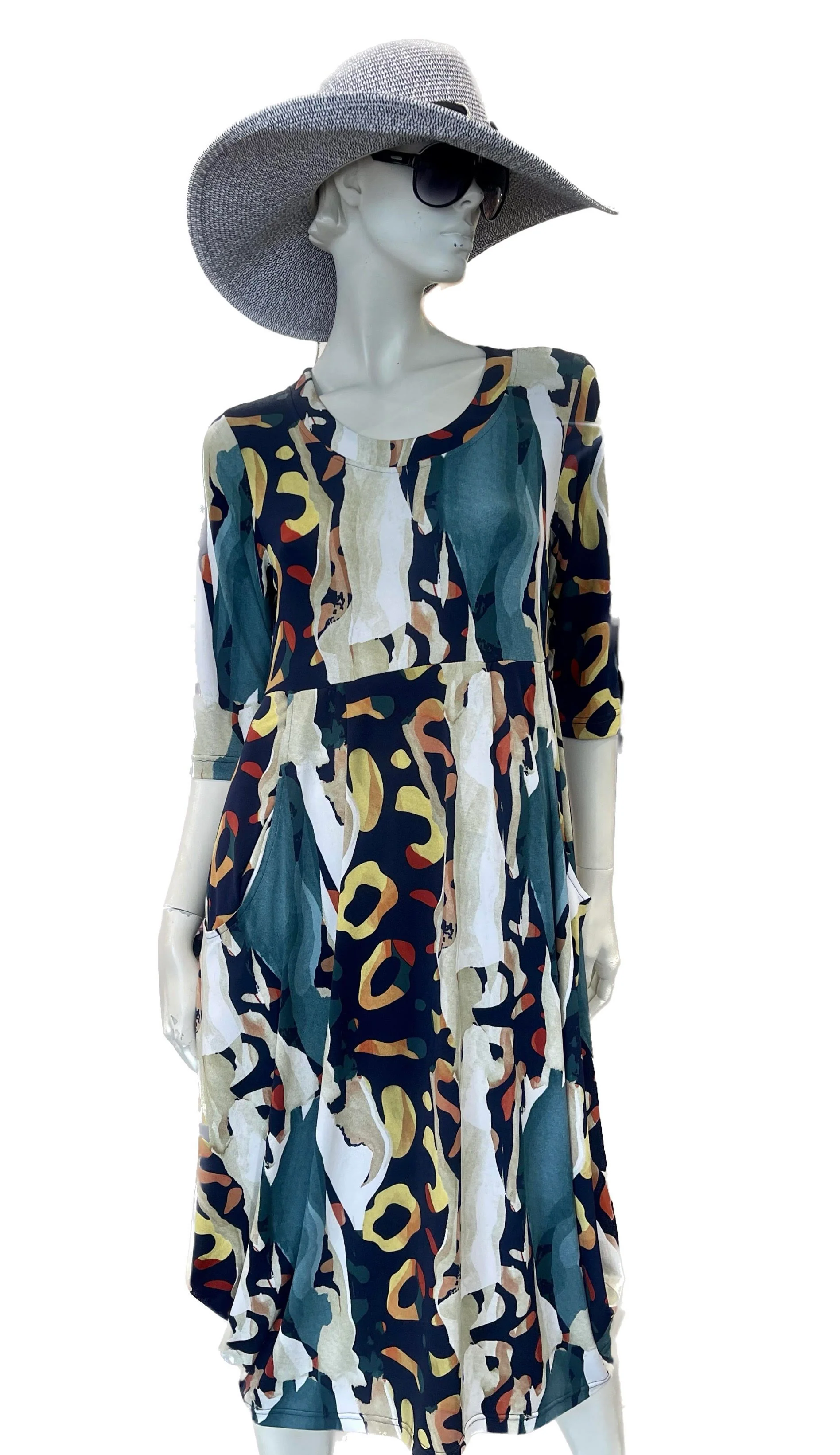 Bittermoon Chloe Dress - Teal Abstract