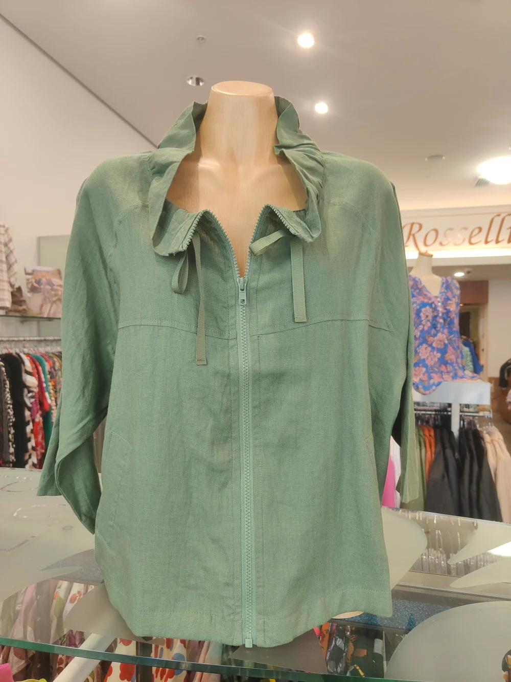 Blackstone Victoria Linen Jacket - Green Fig - Image 2