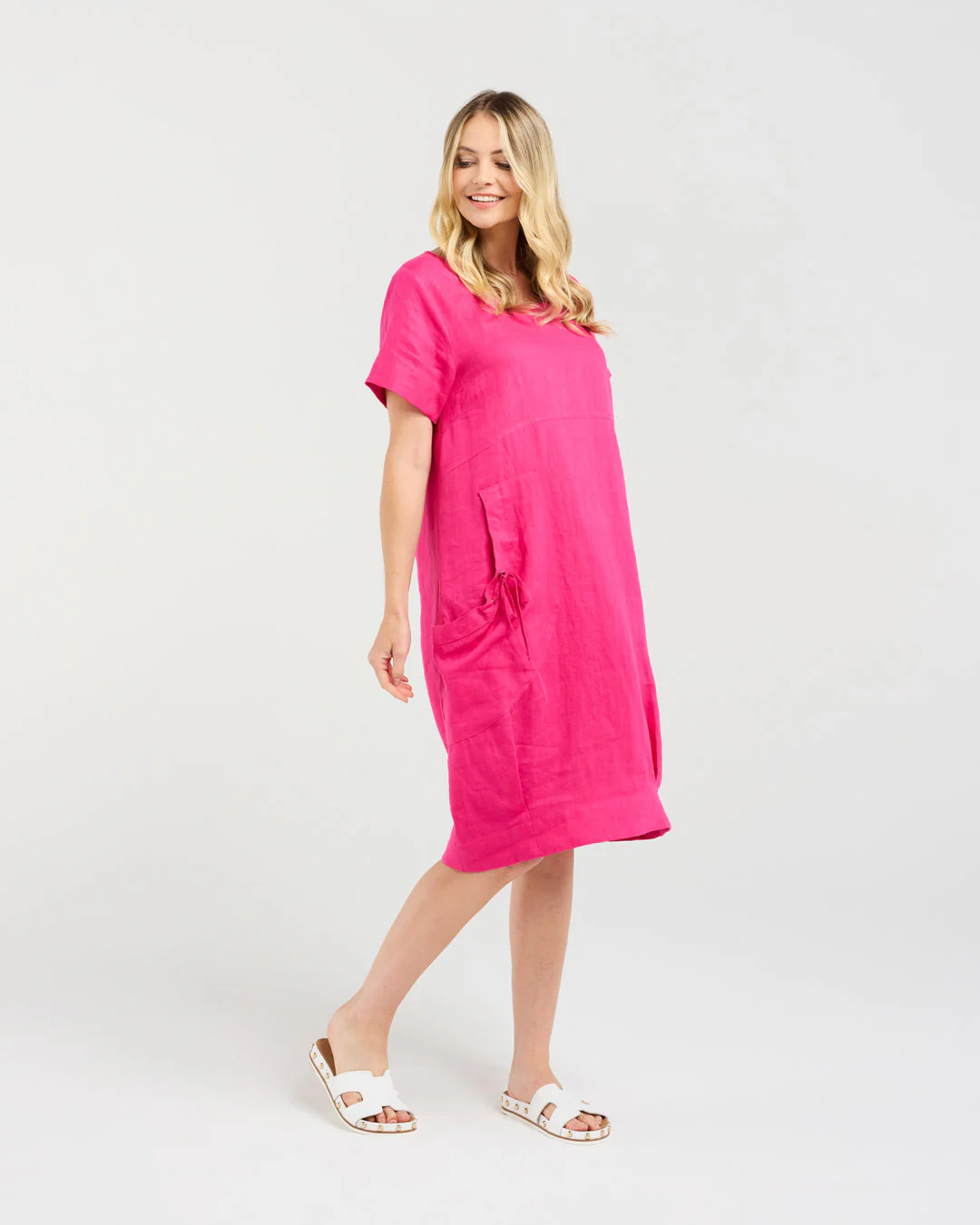 Blackstone Lilian Bubble Hem Dress - Raspberry - Image 2
