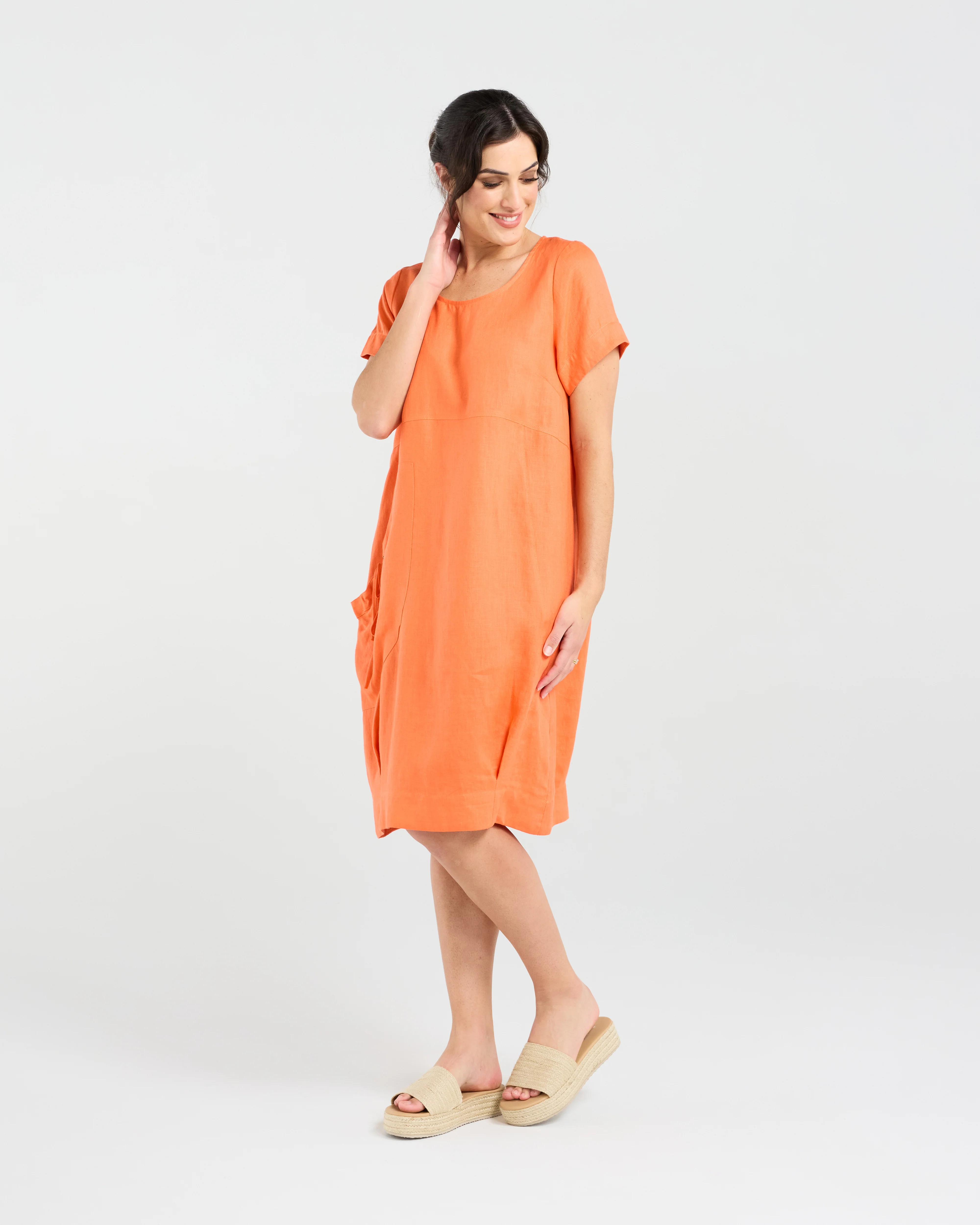 Blackstone Lilian Bubble Hem Dress - Sunset Orange - Image 4