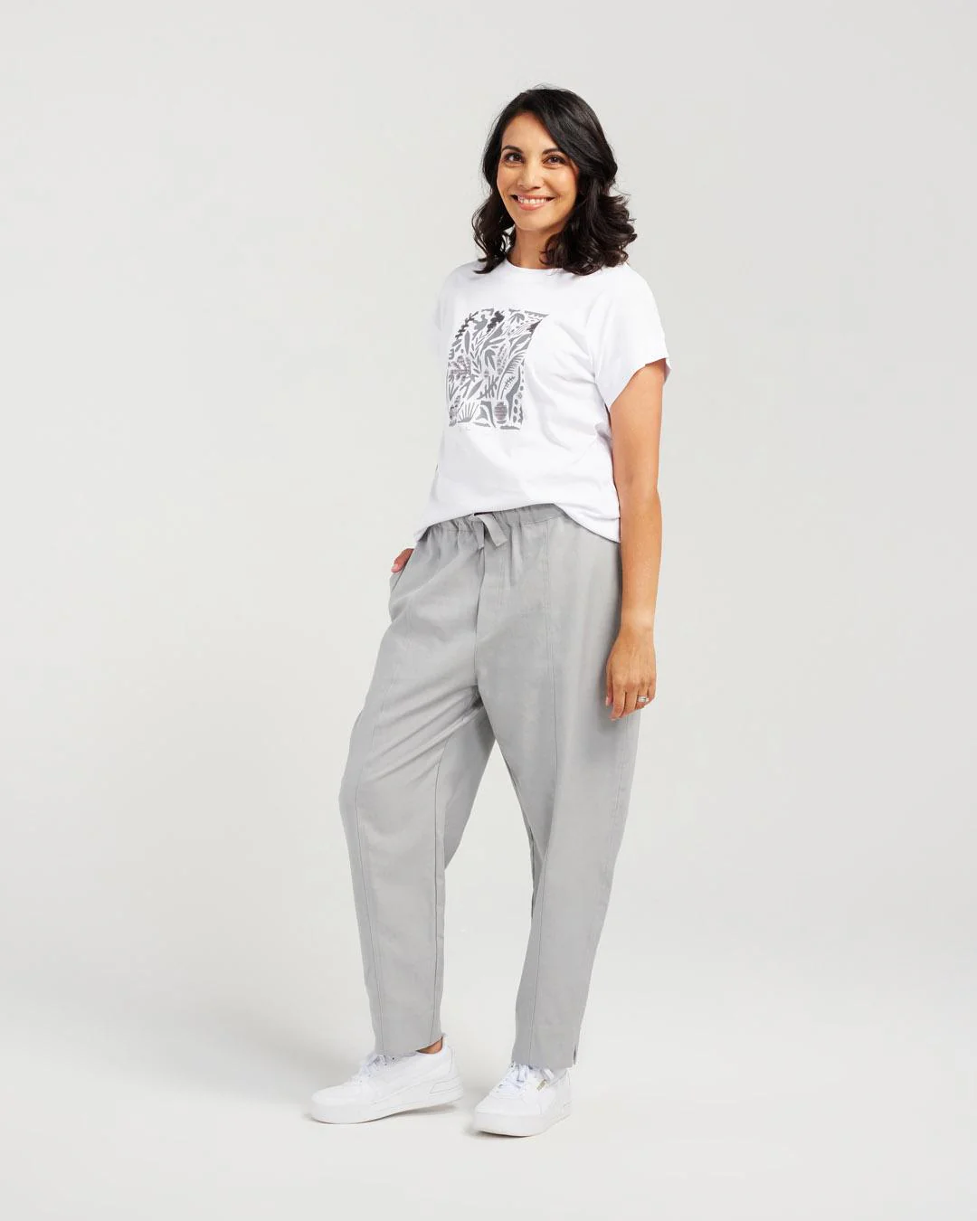 Blackstone Palm Leaf Sequin Tee- White - Image 4