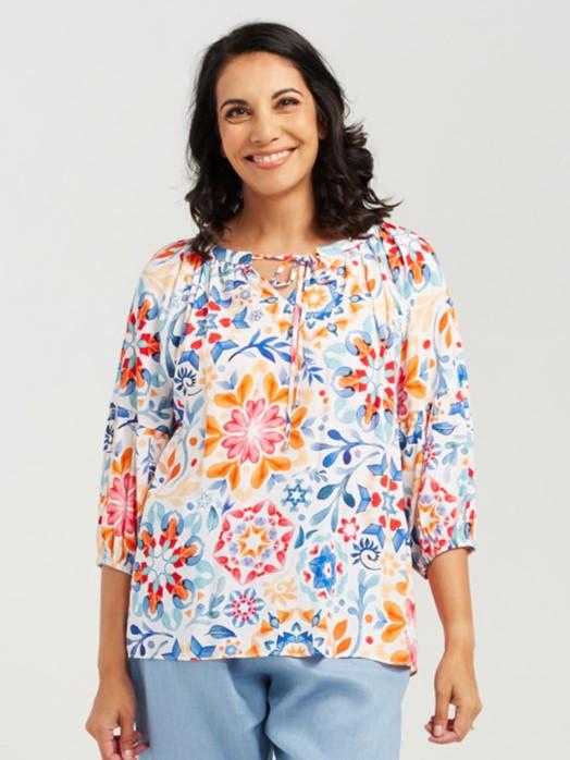 Blackstone Pippa Top- Blue Mist/Apricot
