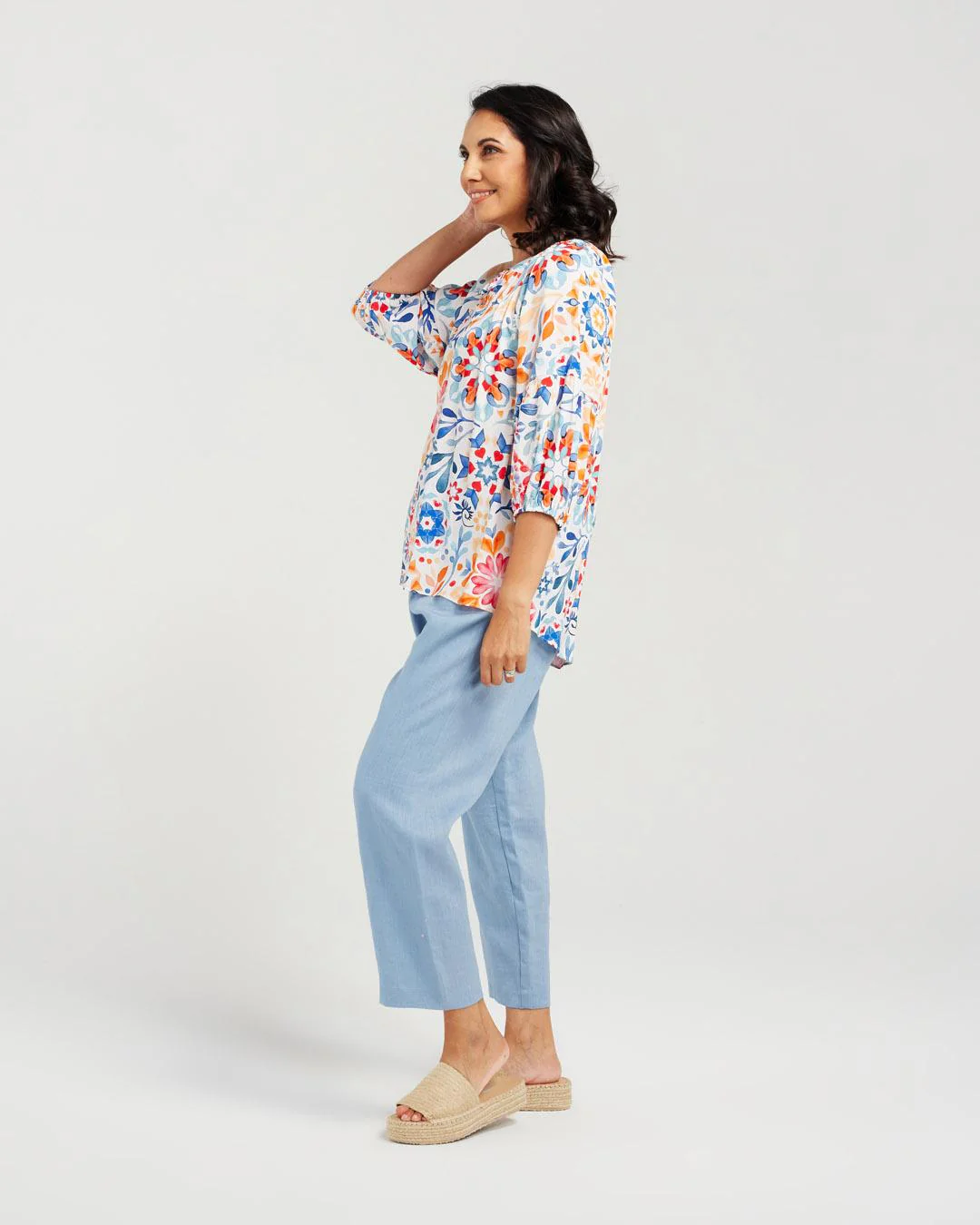 Blackstone Pippa Top- Blue Mist/Apricot - Image 2