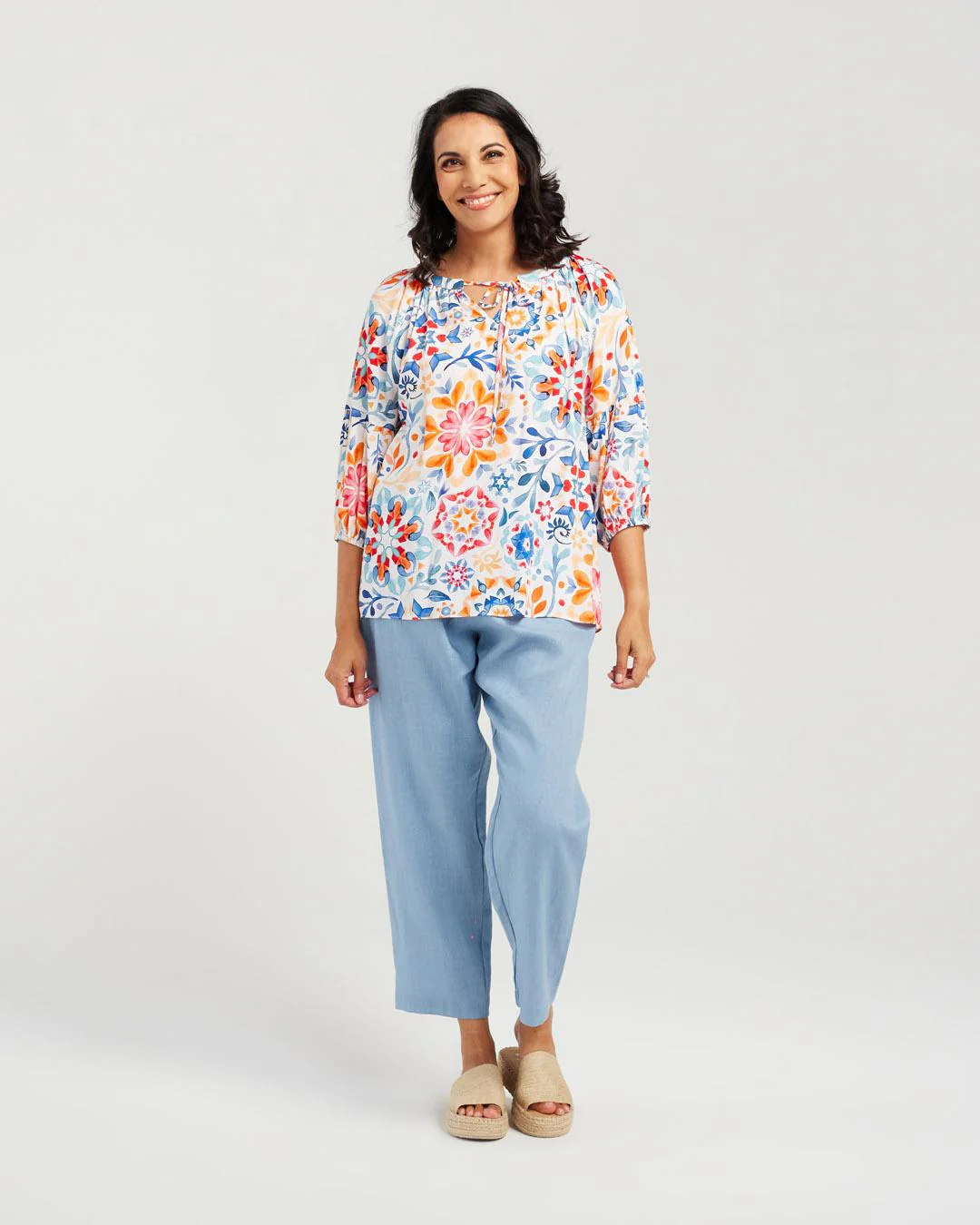 Blackstone Pippa Top- Blue Mist/Apricot - Image 4