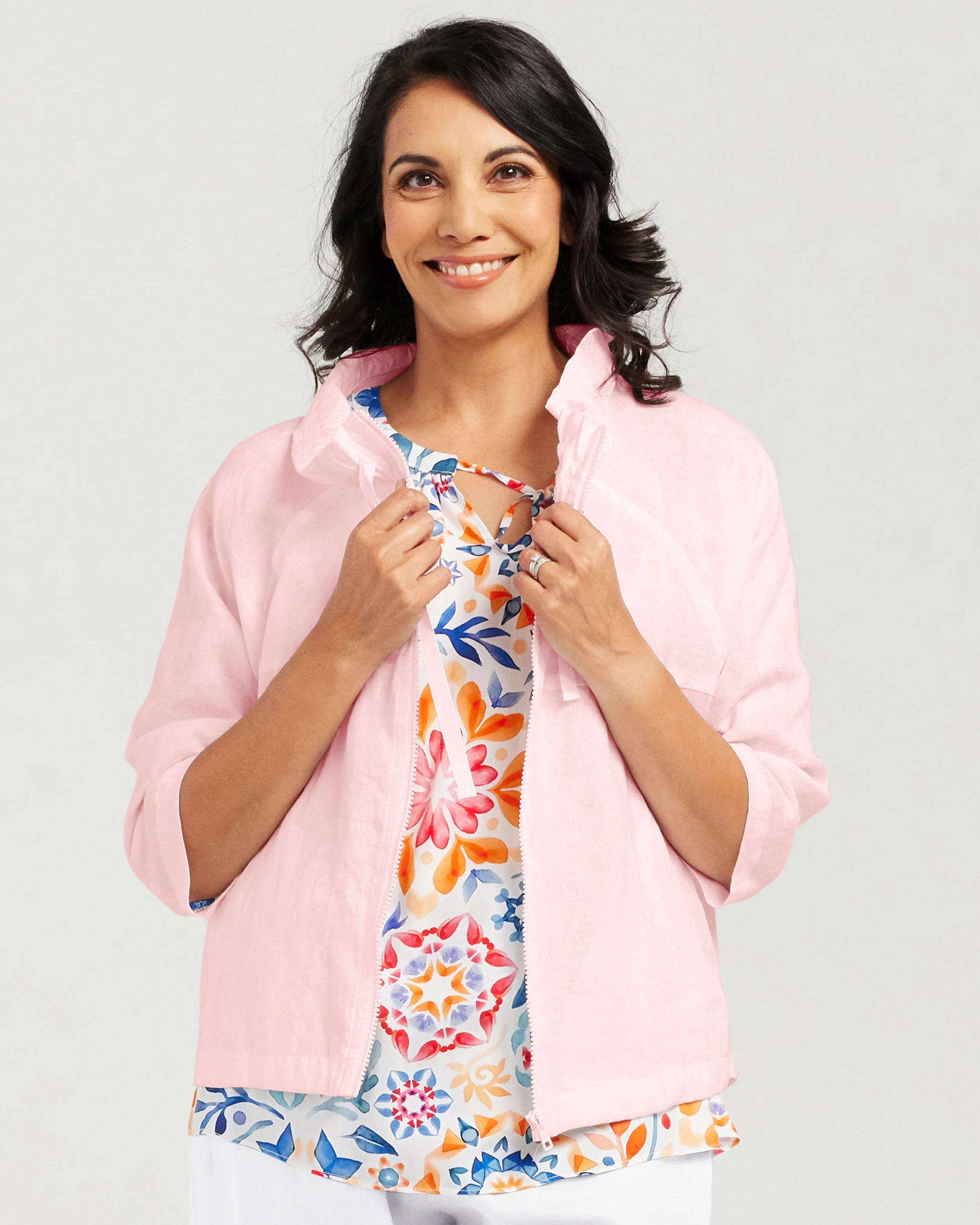 Blackstone Victoria Linen Jacket- Crystal Rose