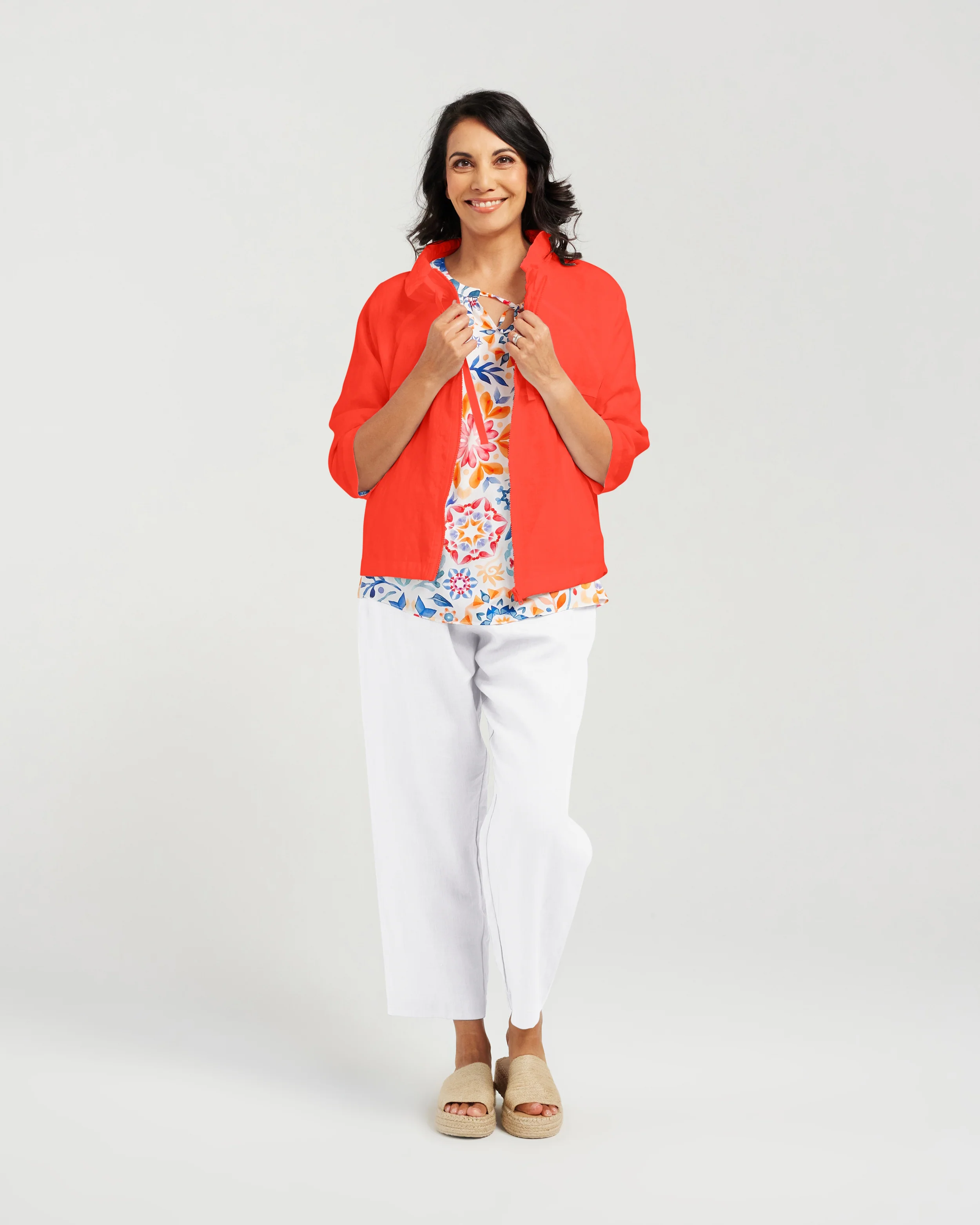 Blackstone Victoria Linen Jacket- Fiesta Red - Image 4
