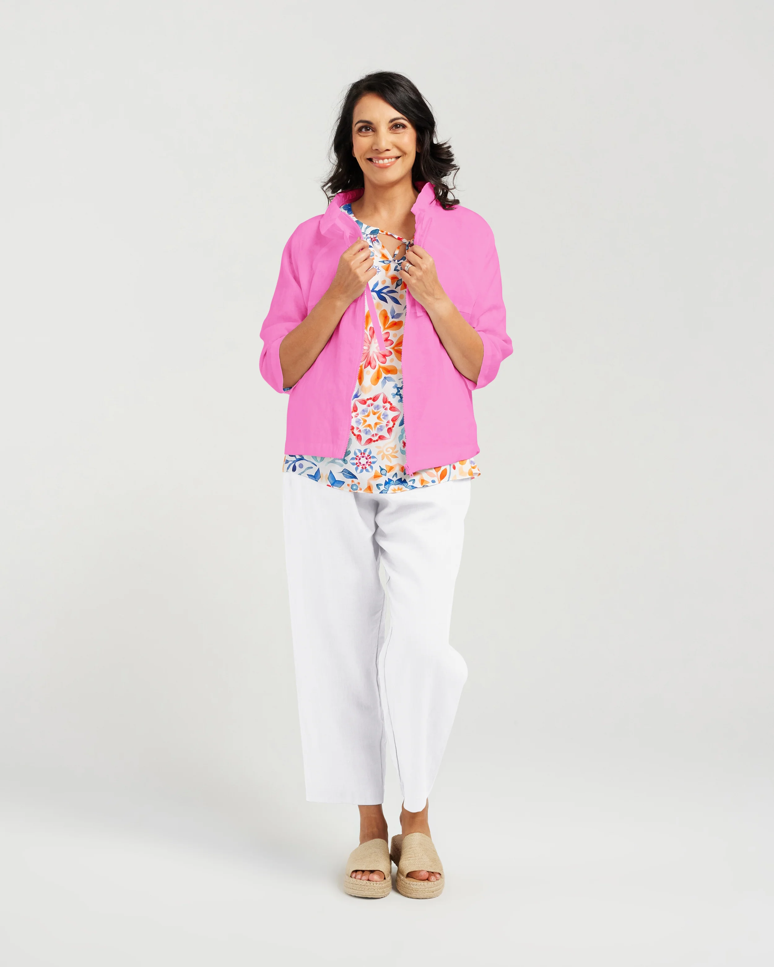 Blackstone Victoria Linen Jacket- Super Pink - Image 3