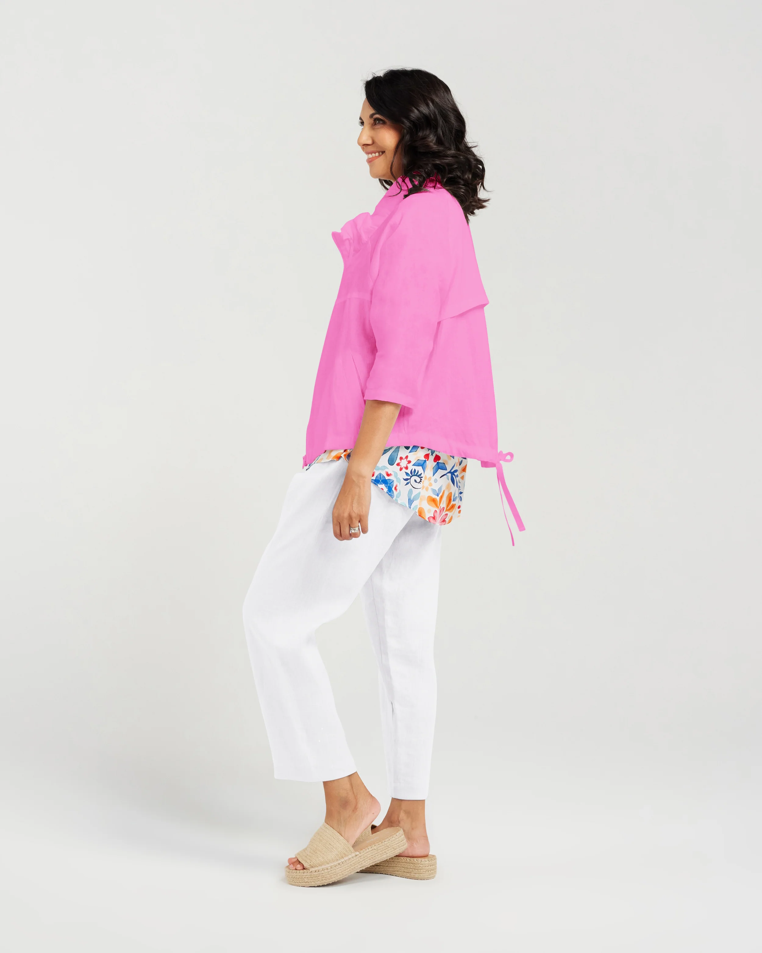 Blackstone Victoria Linen Jacket- Super Pink - Image 4