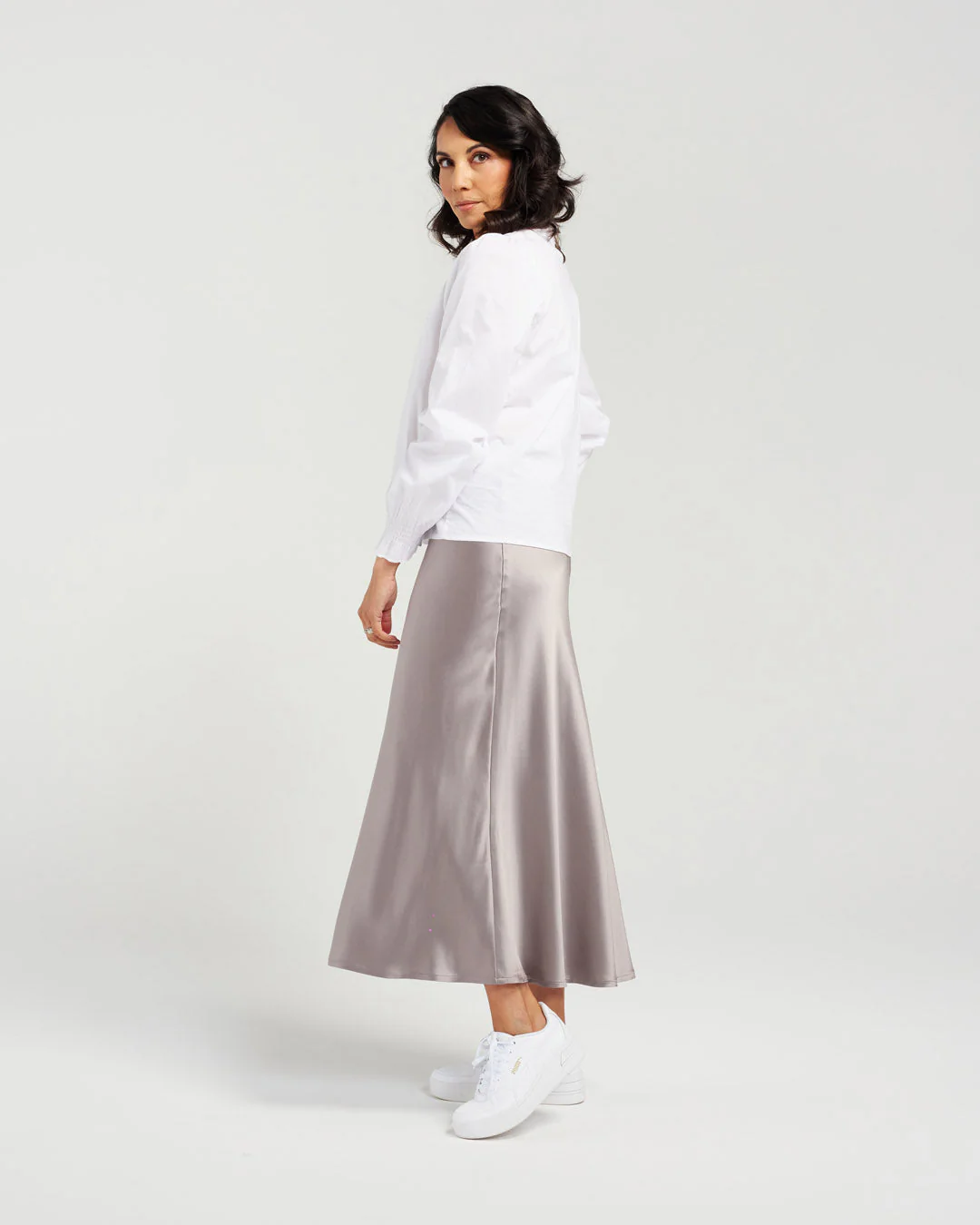 Blackstone Satin Skirt - Grey - Image 2