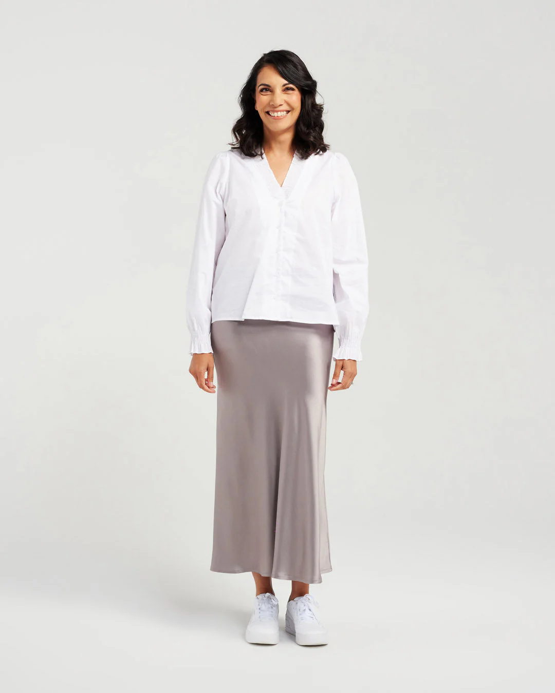 Blackstone Satin Skirt - Grey - Image 3