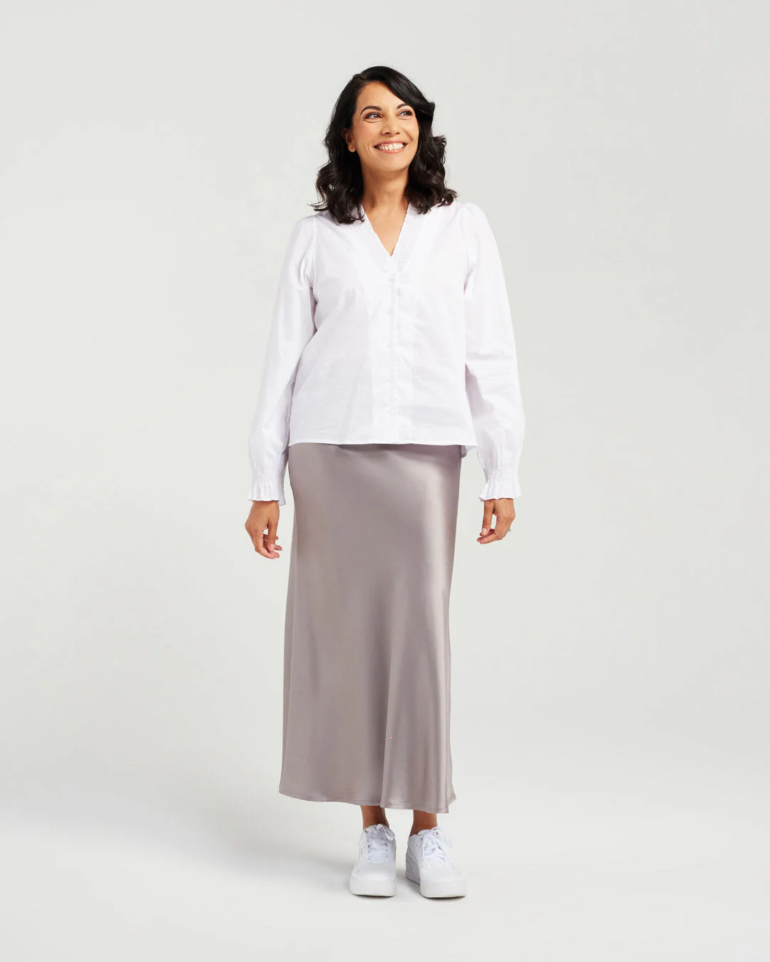 Blackstone Satin Skirt - Grey - Image 4