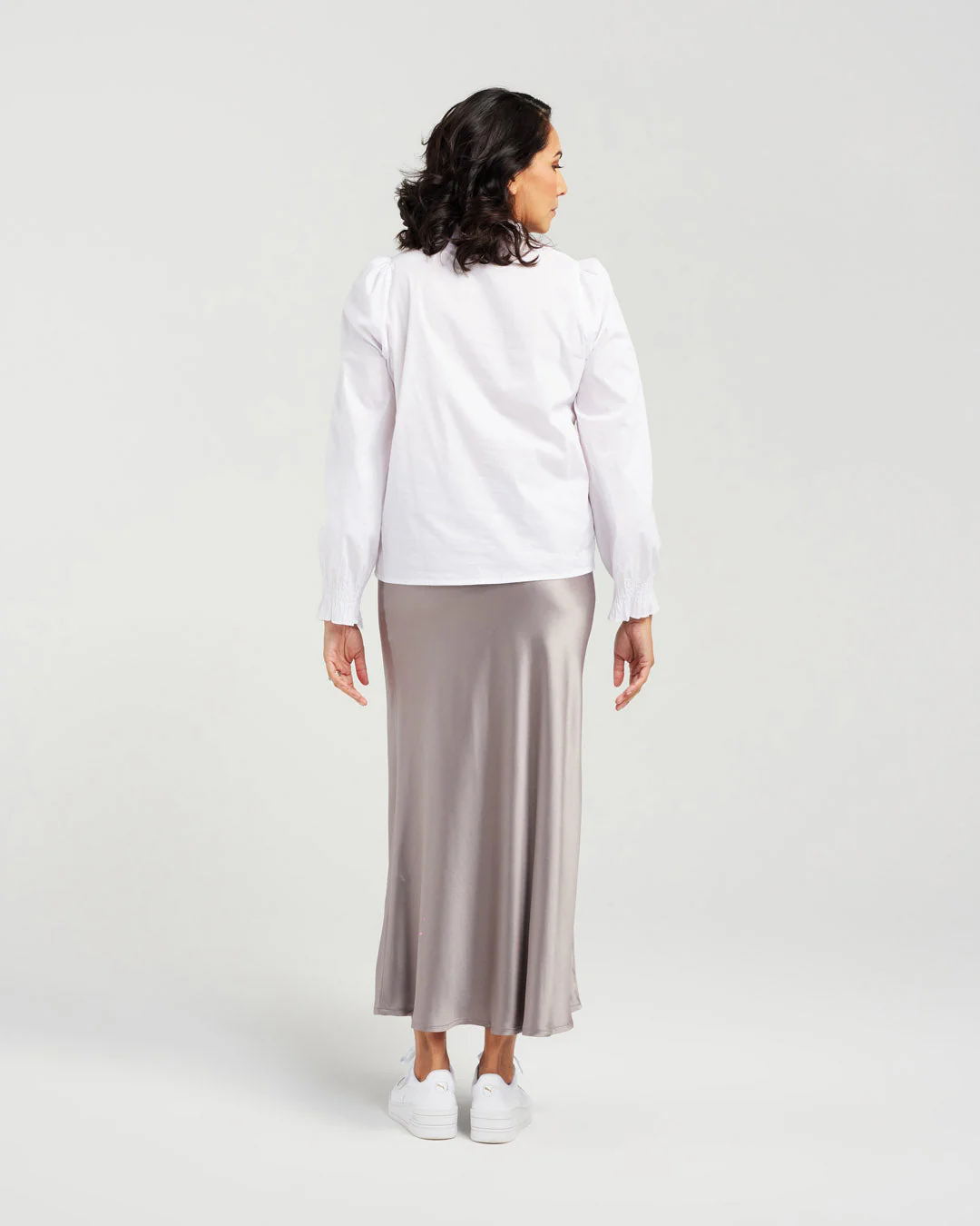 Blackstone Satin Skirt - Grey - Image 5