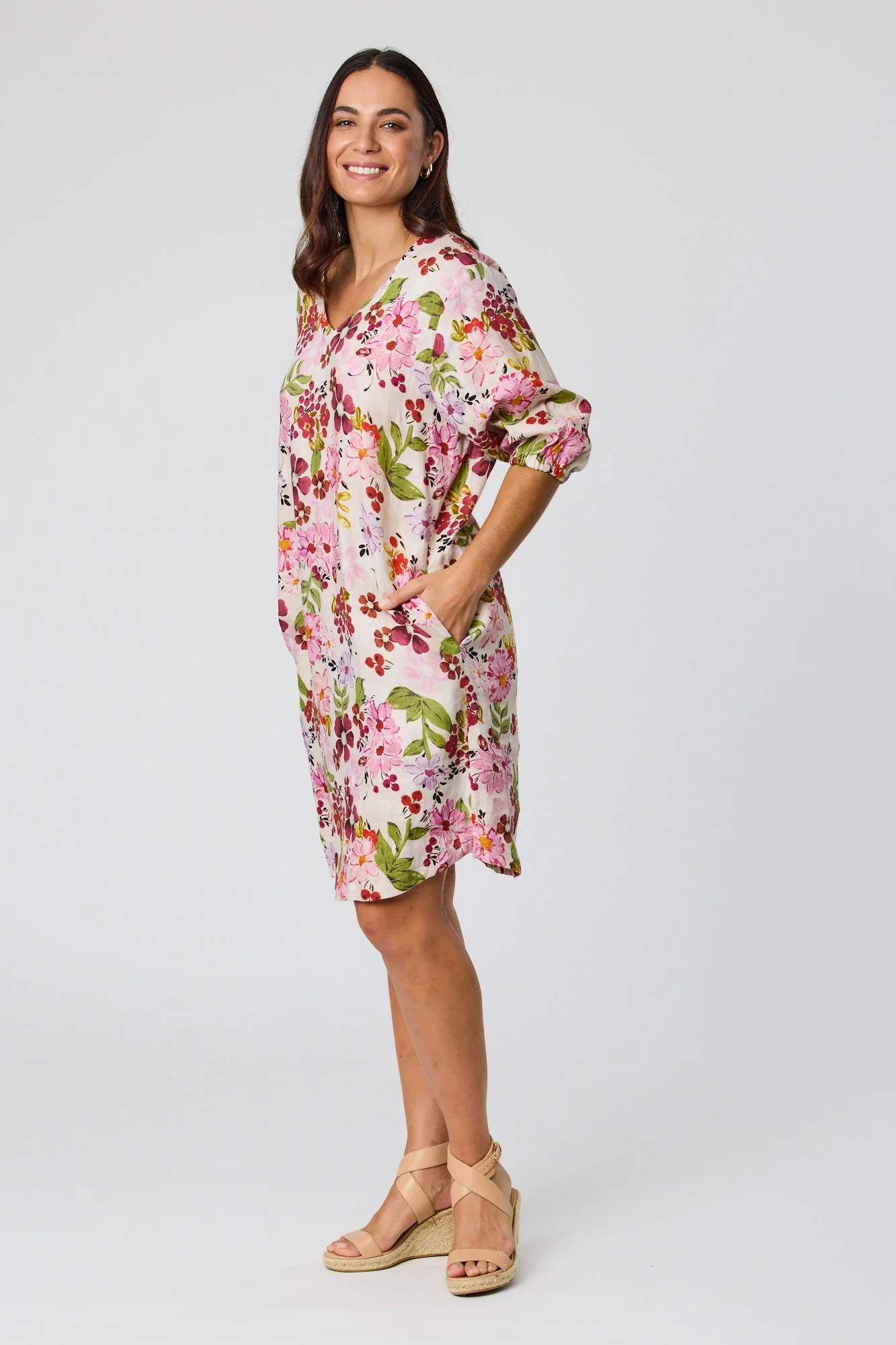 Blackstone V/Neck Floral S/Sleeve Dress - Image 3