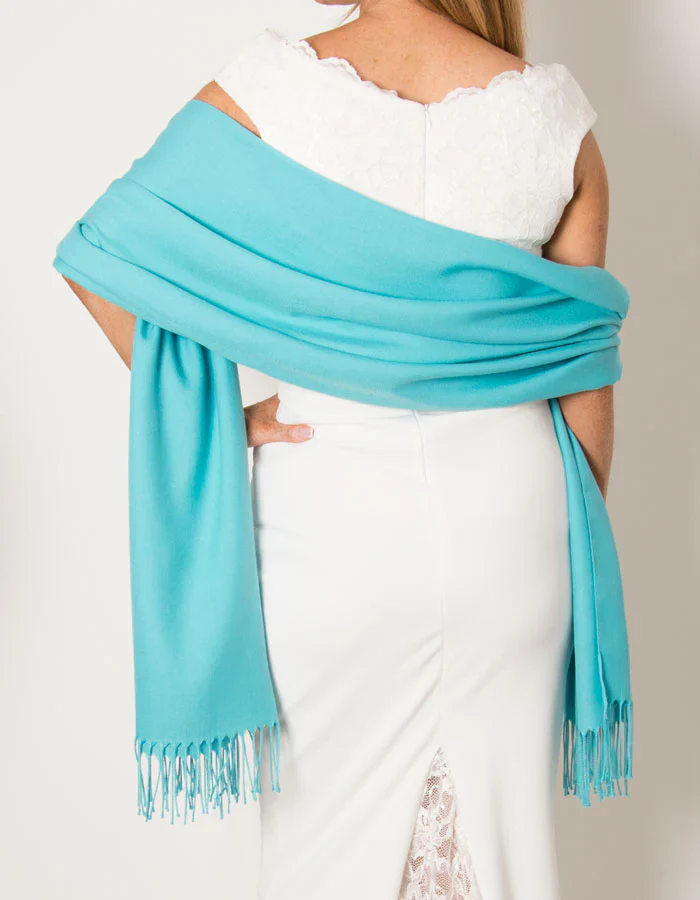 Cashmere Pashmina Lightweight - Baby Blue - Image 5
