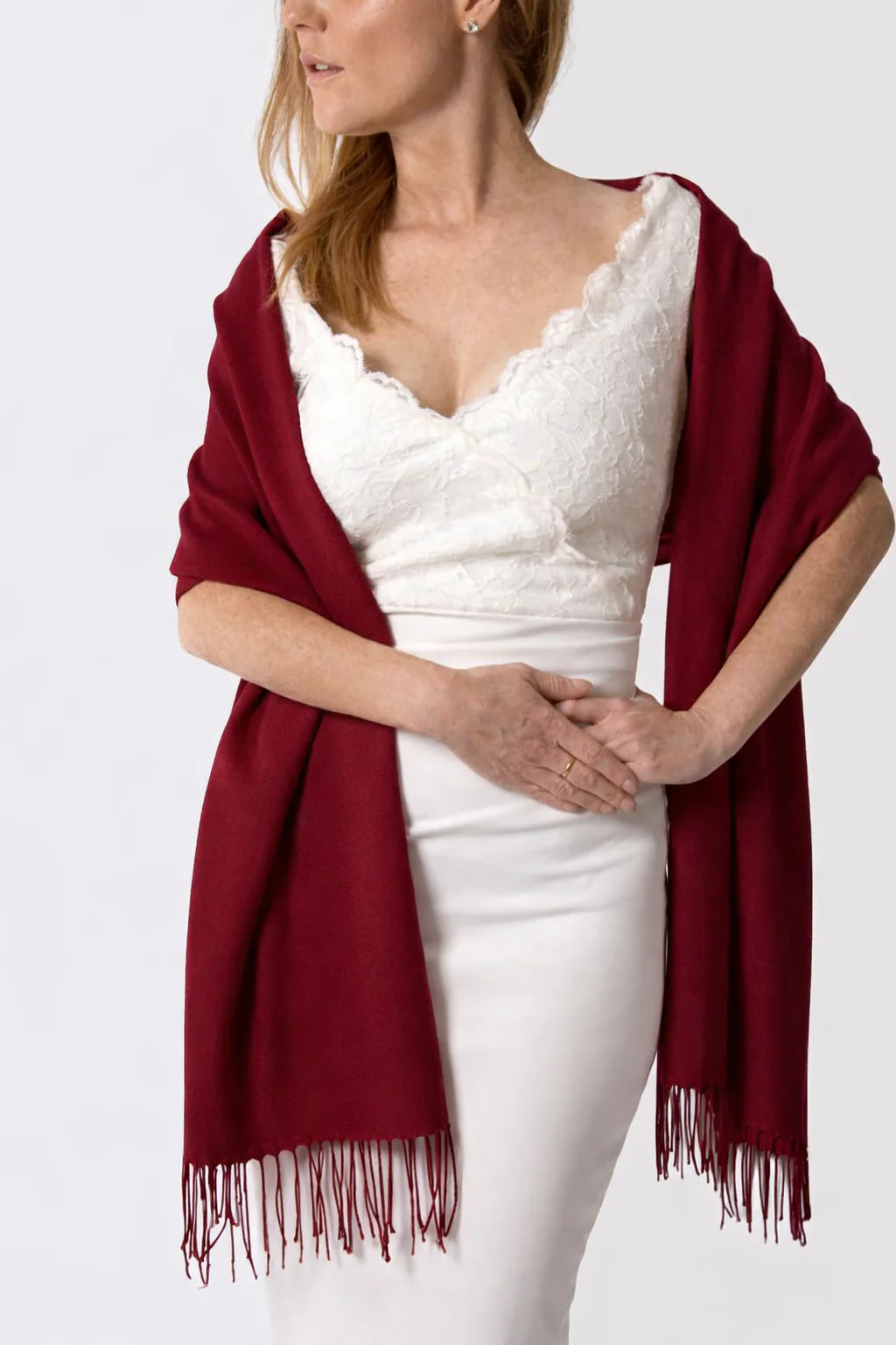 Cashmere Pashmina Lightweight - Merlot Red