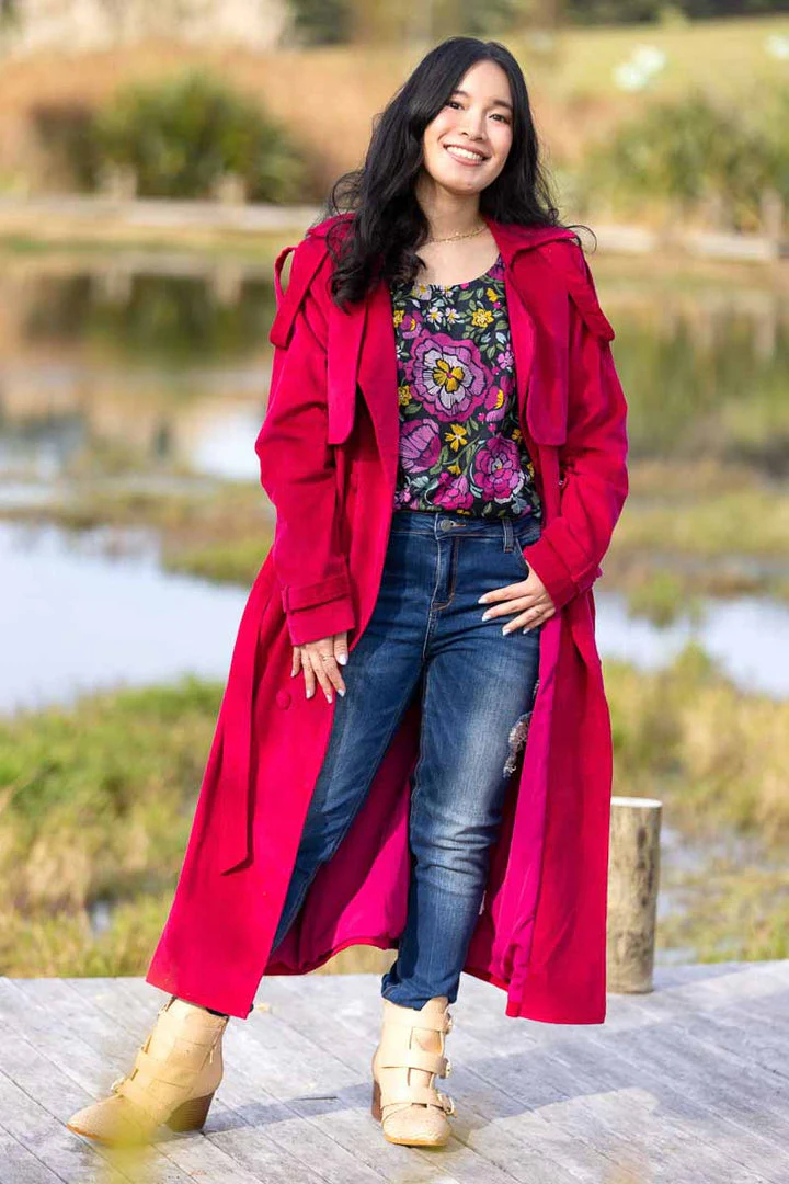 Charlo Amara Cord Cotton Trench Pink