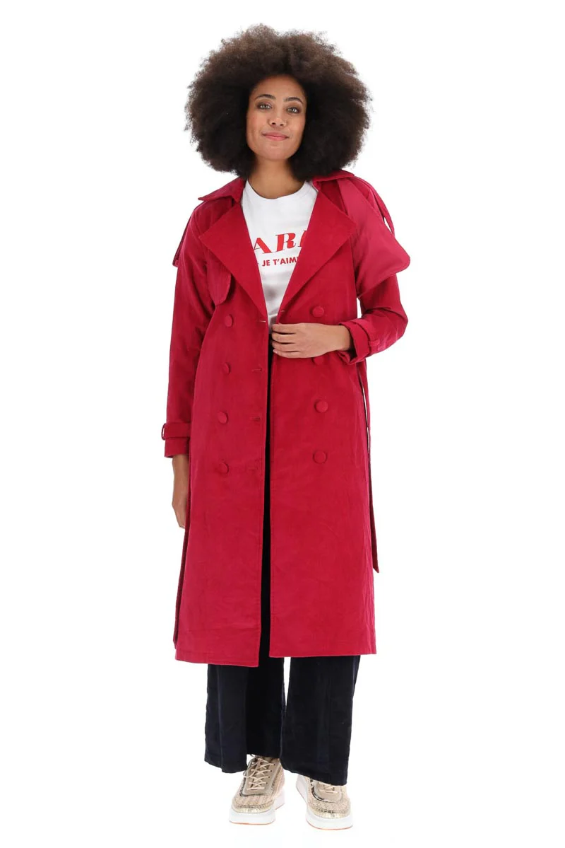Charlo Amara Cord Cotton Trench Pink - Image 4