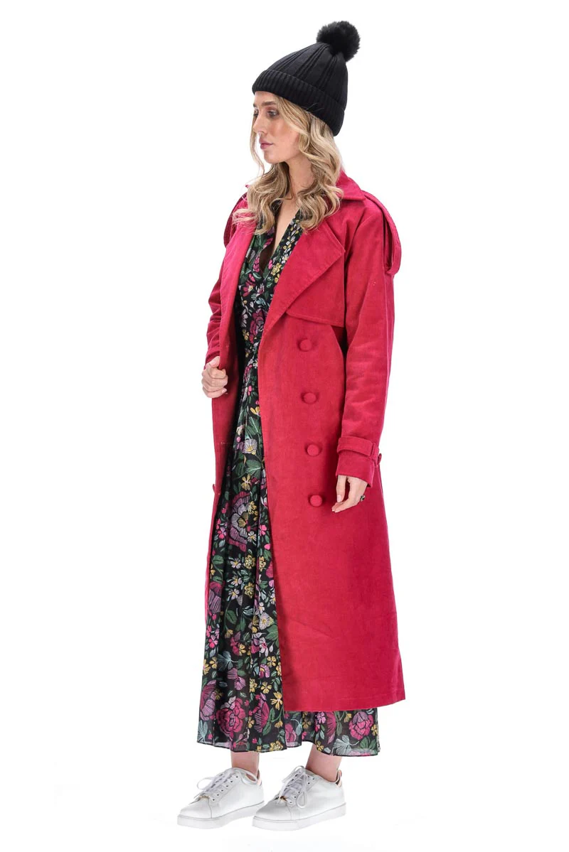 Charlo Amara Cord Cotton Trench Pink - Image 5