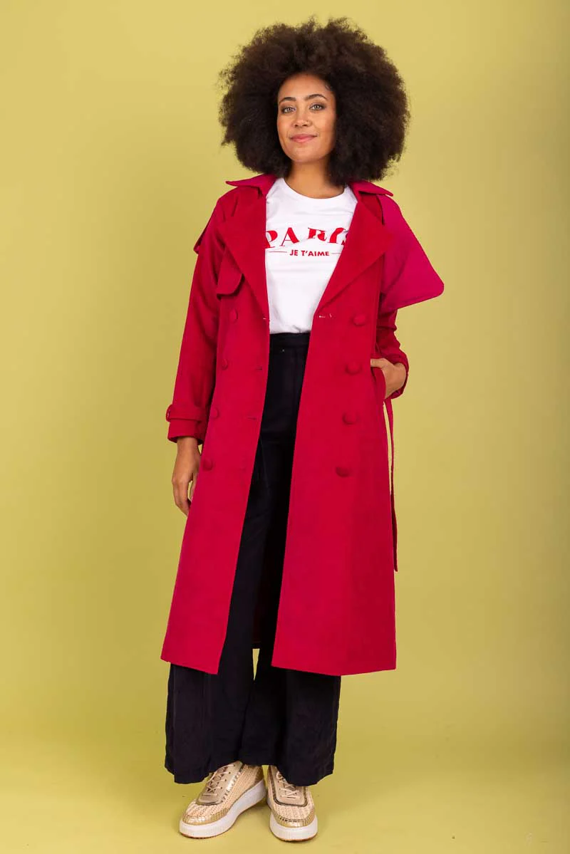 Charlo Amara Cord Cotton Trench Pink - Image 6
