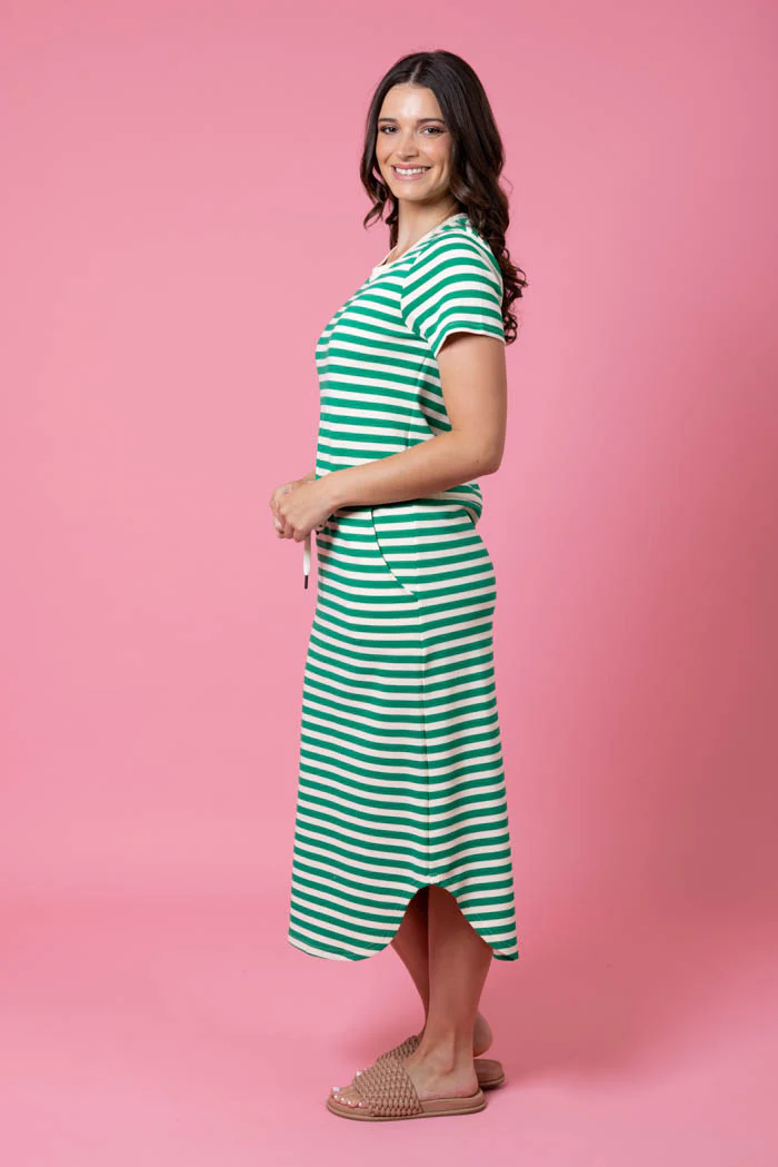 Charlo Frankie Dress Green Stripe - Image 3