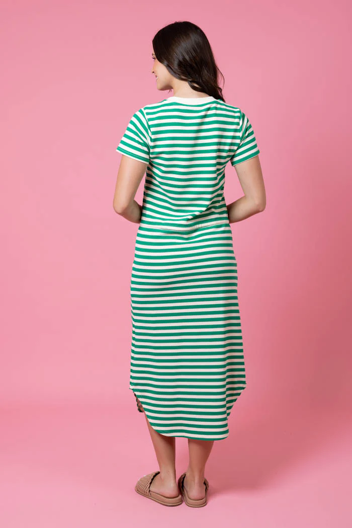 Charlo Frankie Dress Green Stripe - Image 4