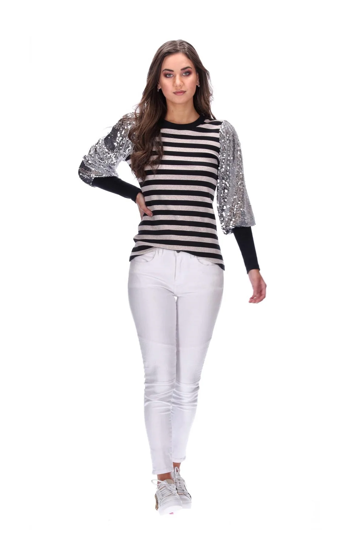 Charlo Indy Sequin Top-Silver Sequins - Image 2