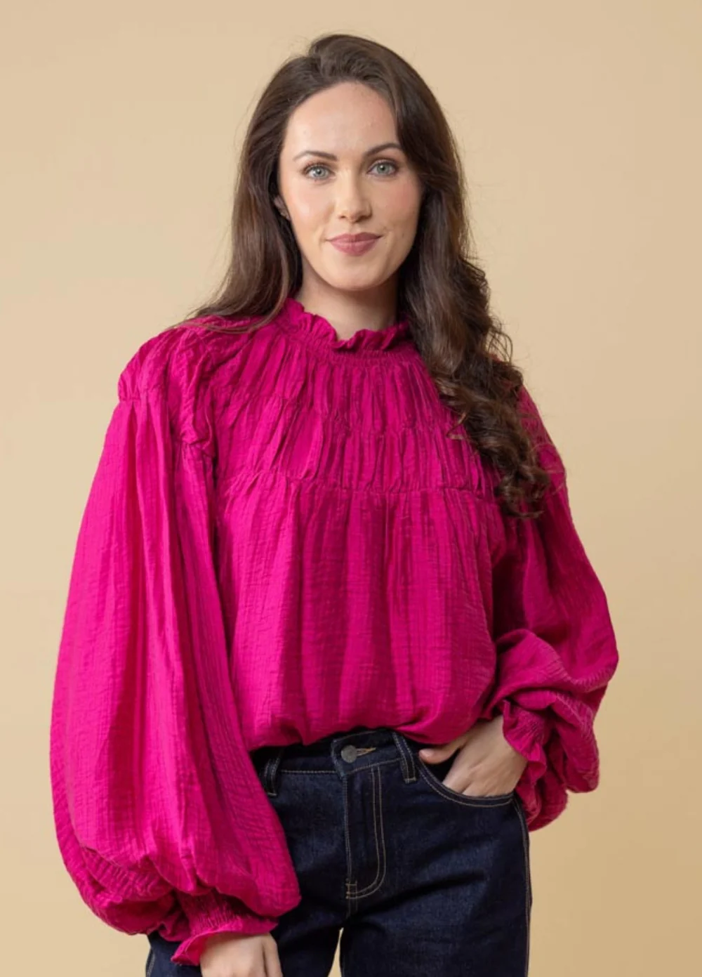 Charlo Jontee Long Sleeve Top-Pink - Image 2