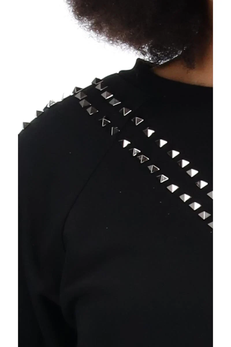 Charlo Lexi Studded Viscose Sweater Black - Image 3