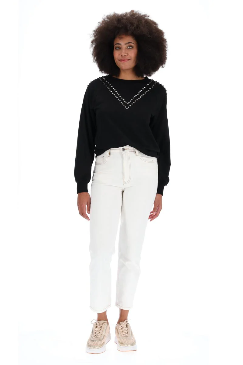 Charlo Lexi Studded Viscose Sweater Black - Image 5