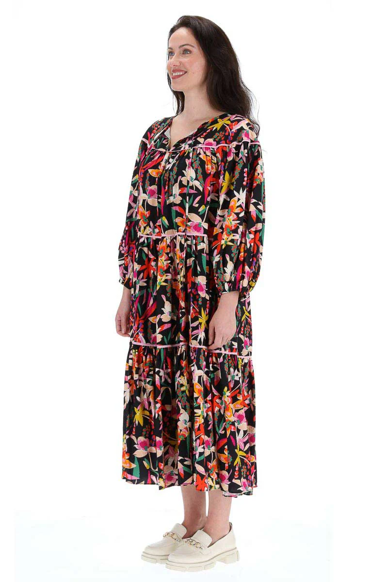 Charlo Malva Midi Dress Black Print - Image 5