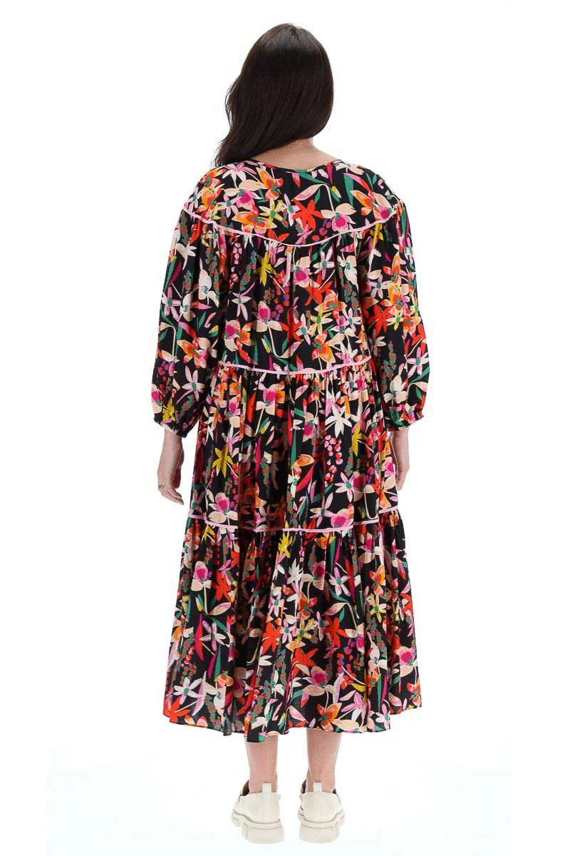 Charlo Malva Midi Dress Black Print - Image 6