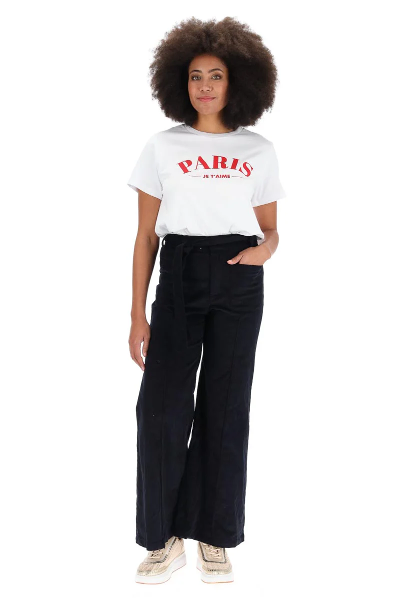 Charlo Mila Cord Cotton Pant Navy - Image 4