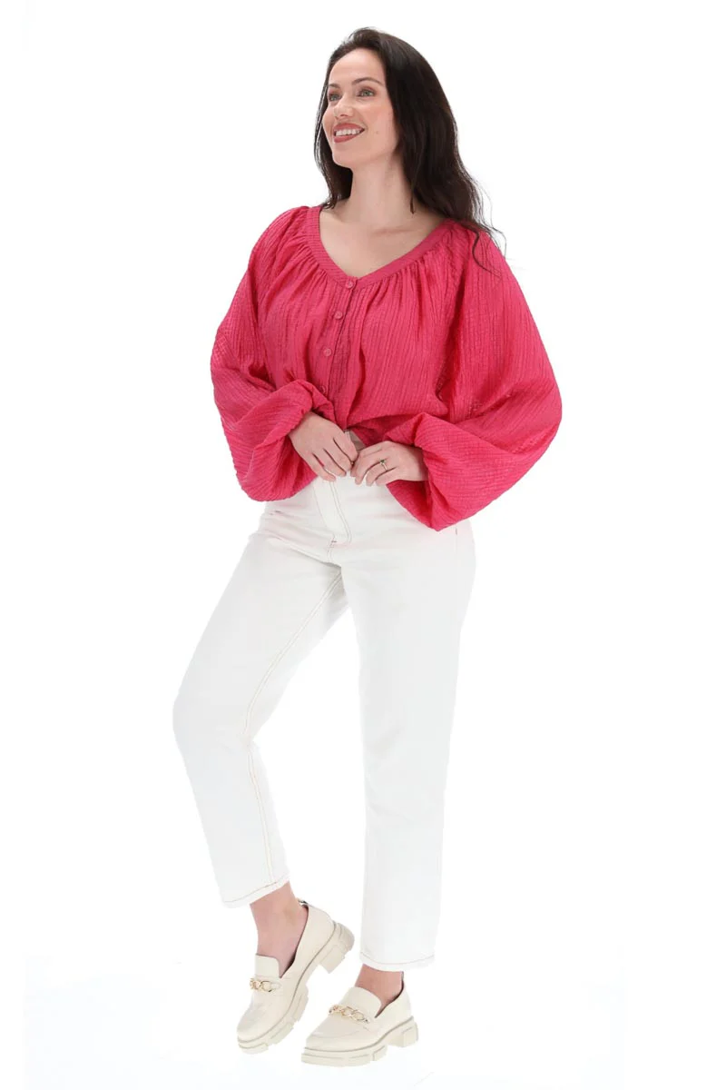 Charlo Milana Top Bright Pink - Image 6