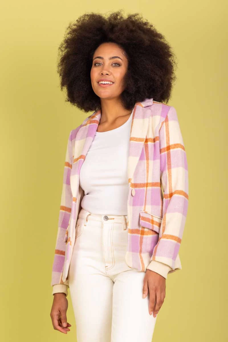 Charlo Nadia Blazer Liliac Check - Image 3